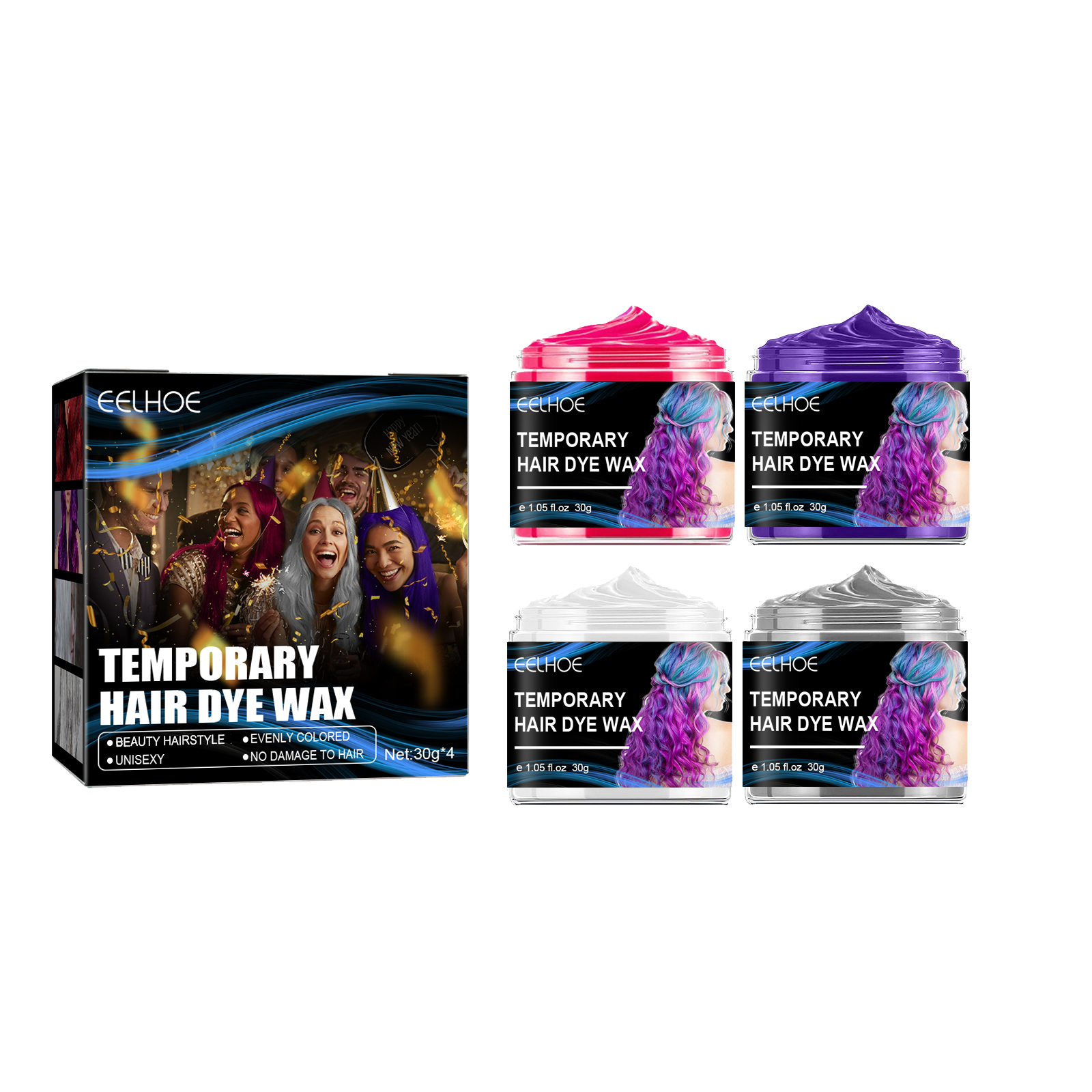 Temporary Party Wax Set, Halloween Party Temporary Convenient Hair Easy To Color And Wash