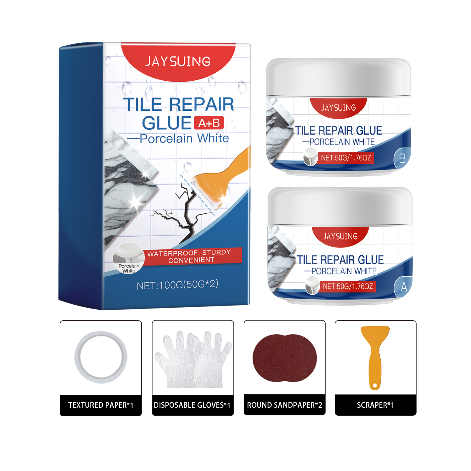 Porcelain white waterproof tile repair kit