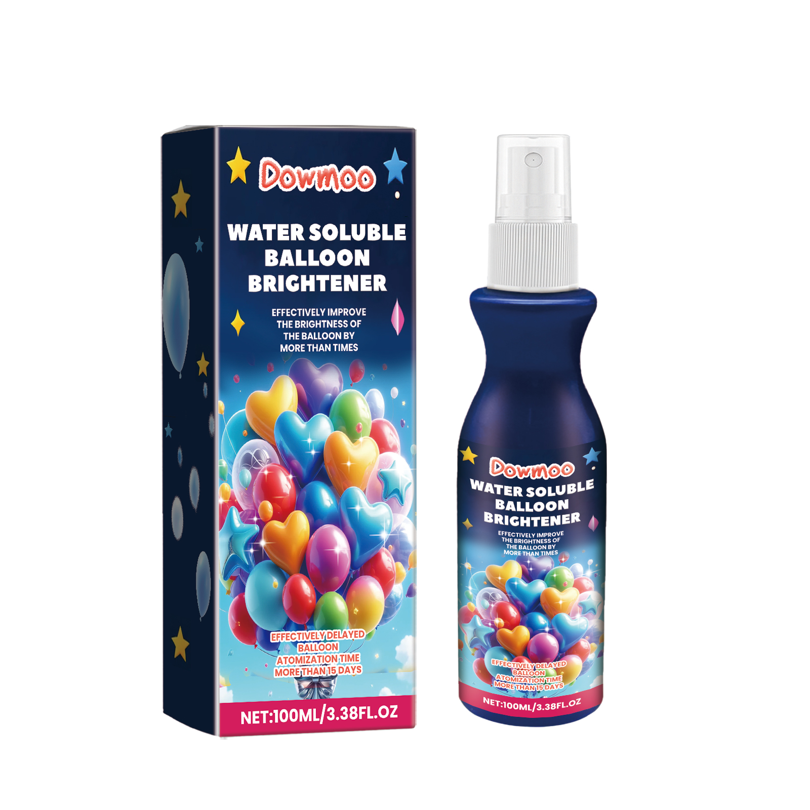 Balloon spray bottle showing fine-mist nozzle and clear cap
