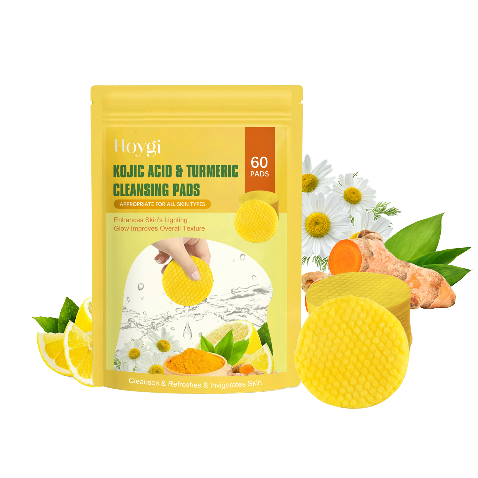 Turmeric Acid Cleansing Pad Gently Cleanses Face, Moisturizes Skin, Moisturizes Oil And Cleanses