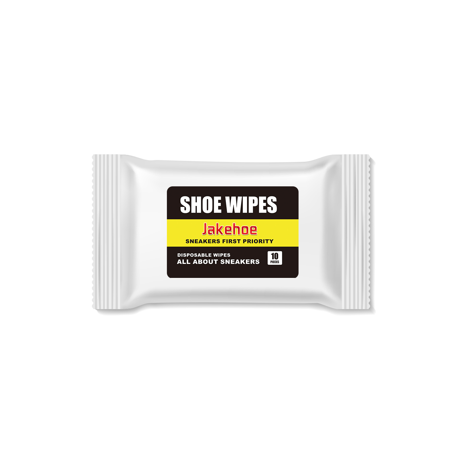 Sealed disposable shoe wipe sachet with tear-open end