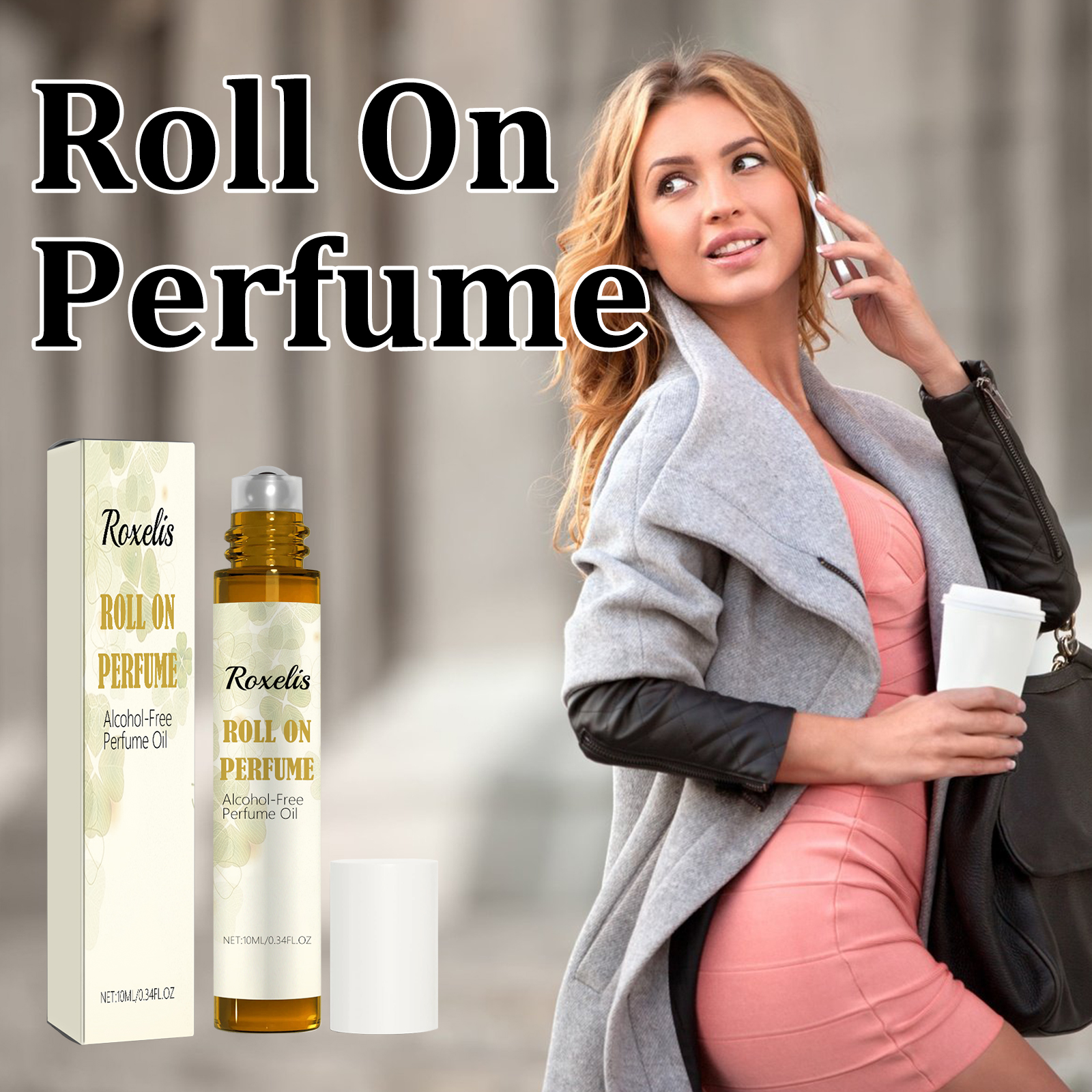 Hand applying perfume oil with roll-on collar