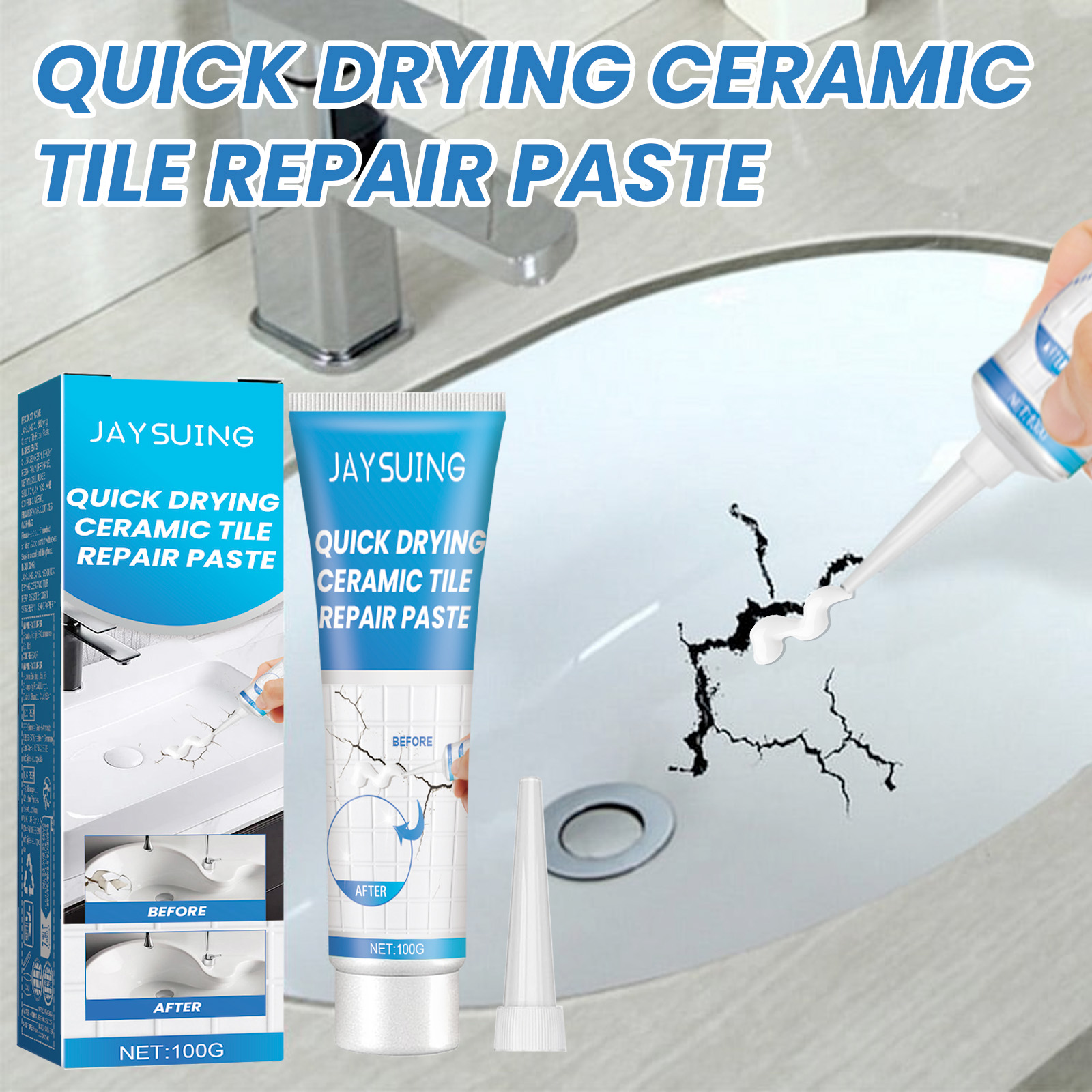 Nozzle applying repair paste into ceramic crack