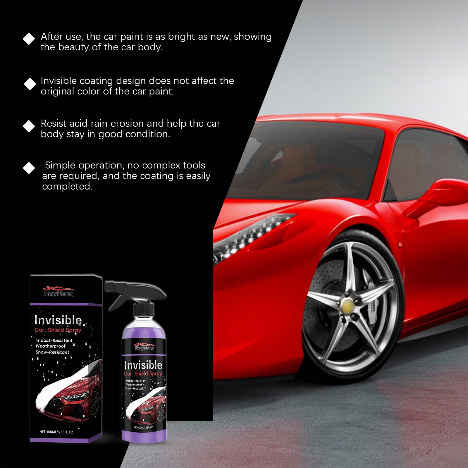 Graphic showing original color and brighter paint finish