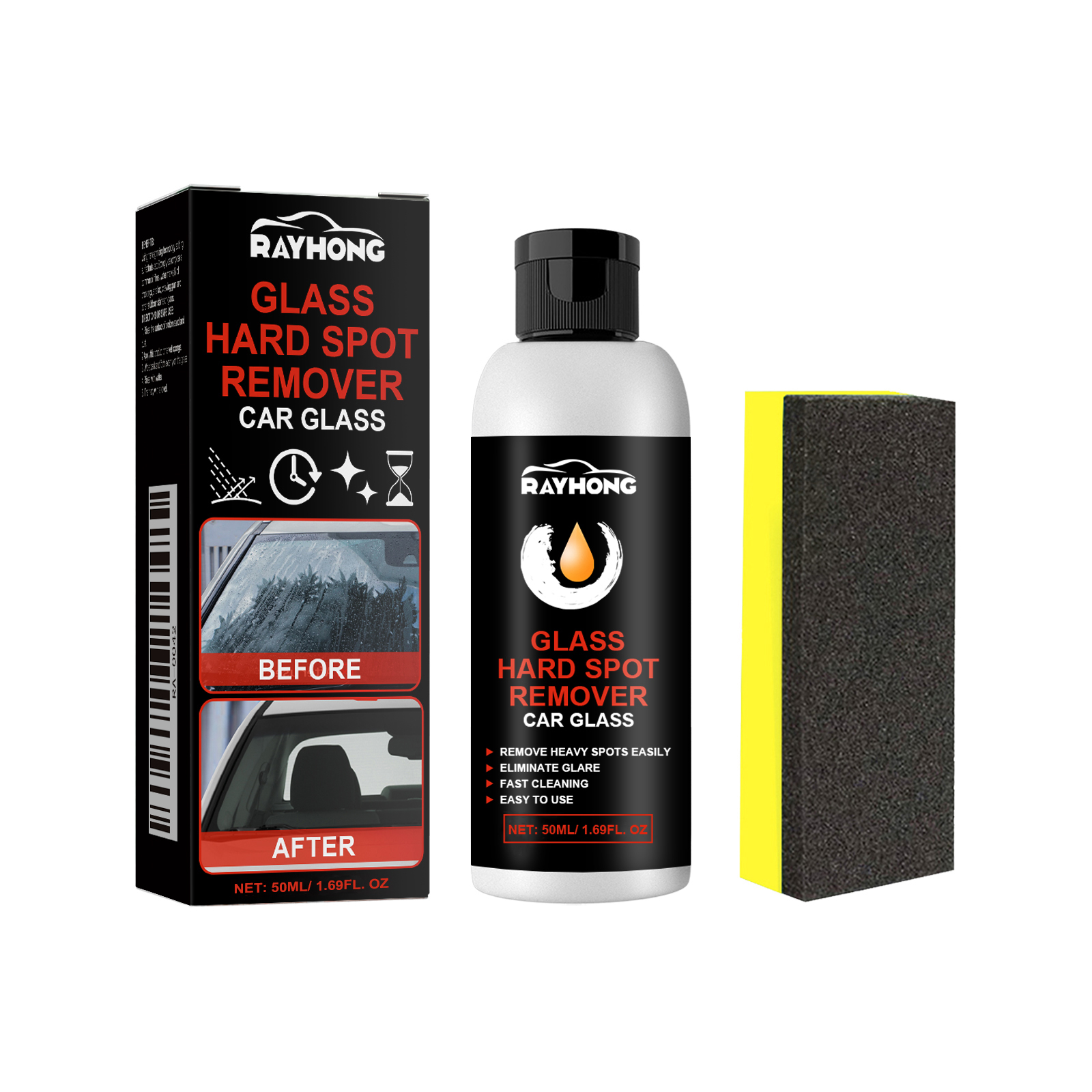 Compact glass remover kit ready for vehicle detailing