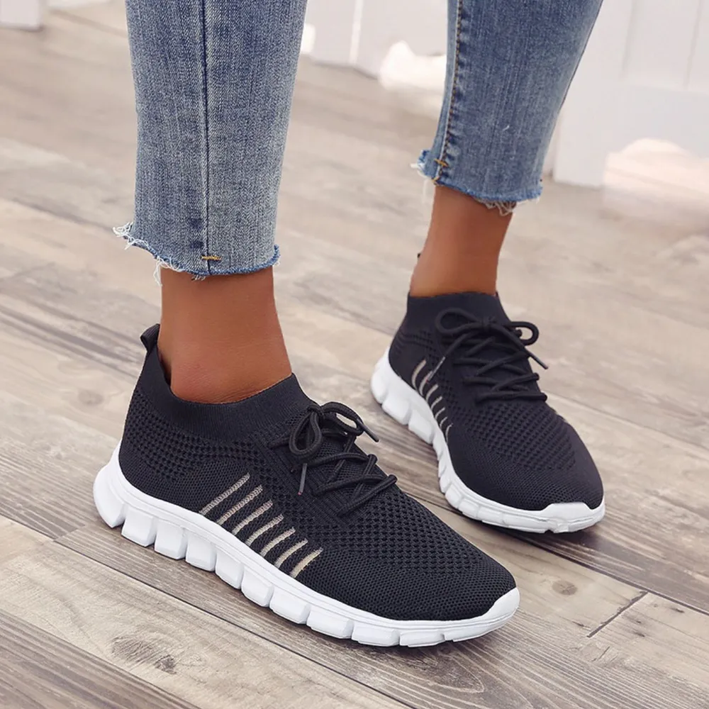 Breathable Mesh Round Toe Lace Up Athletic image 6