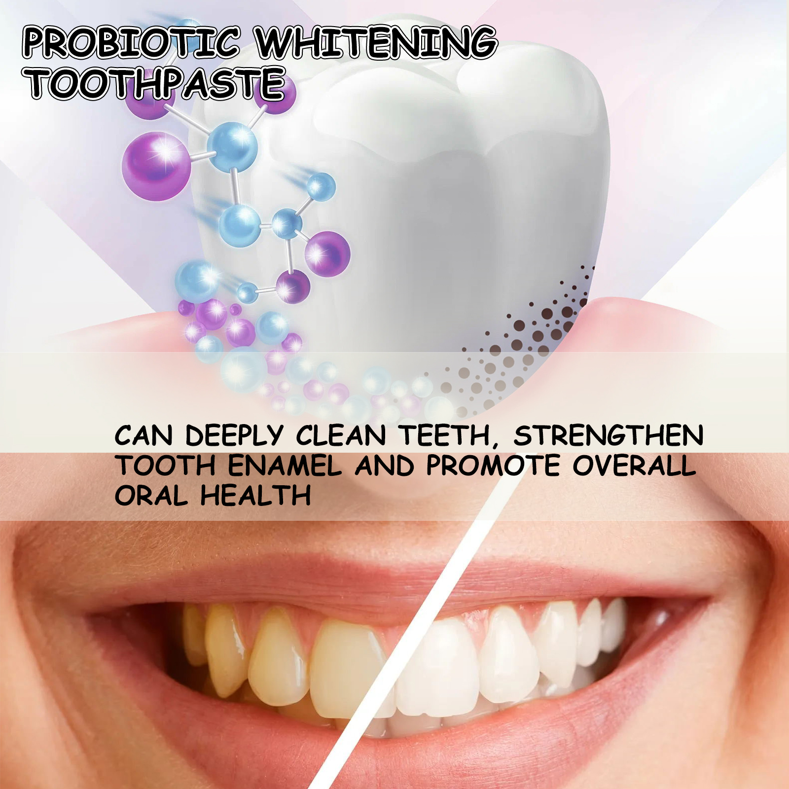 Probiotic whitening toothpaste tooth care illustration