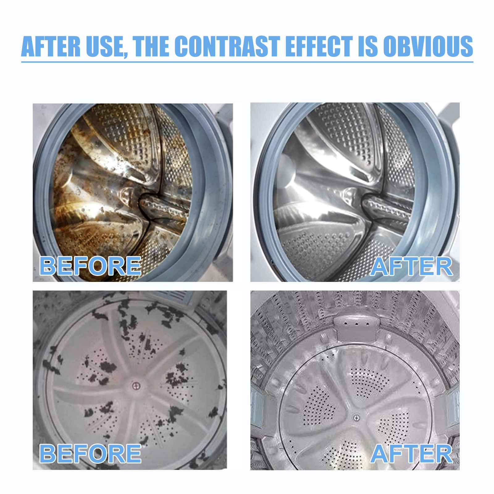 Before and after washing machine drum odor cleaning result