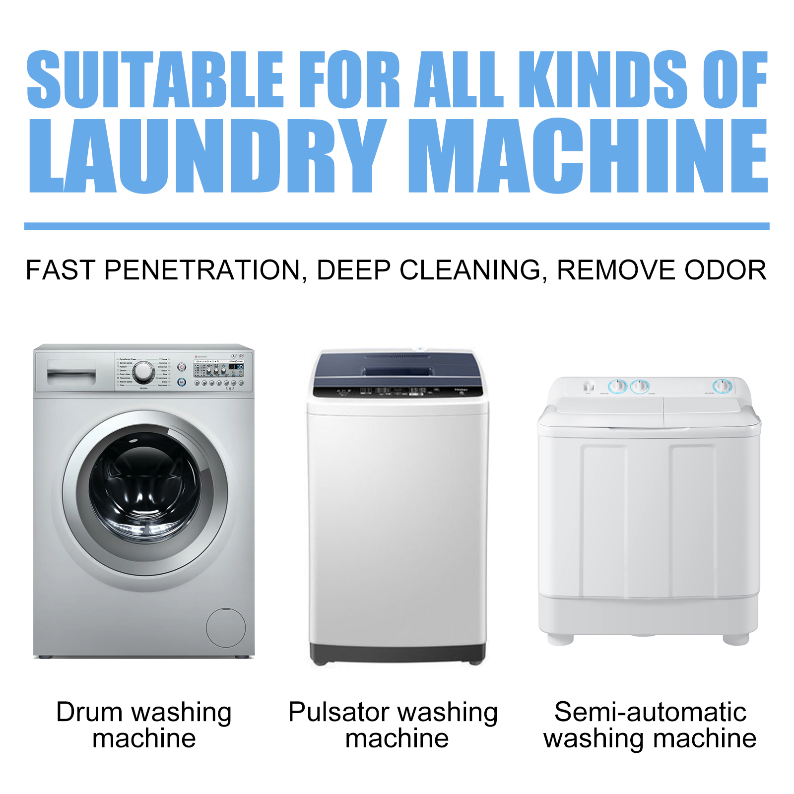 Washing machine cleaning tablet compatibility graphic