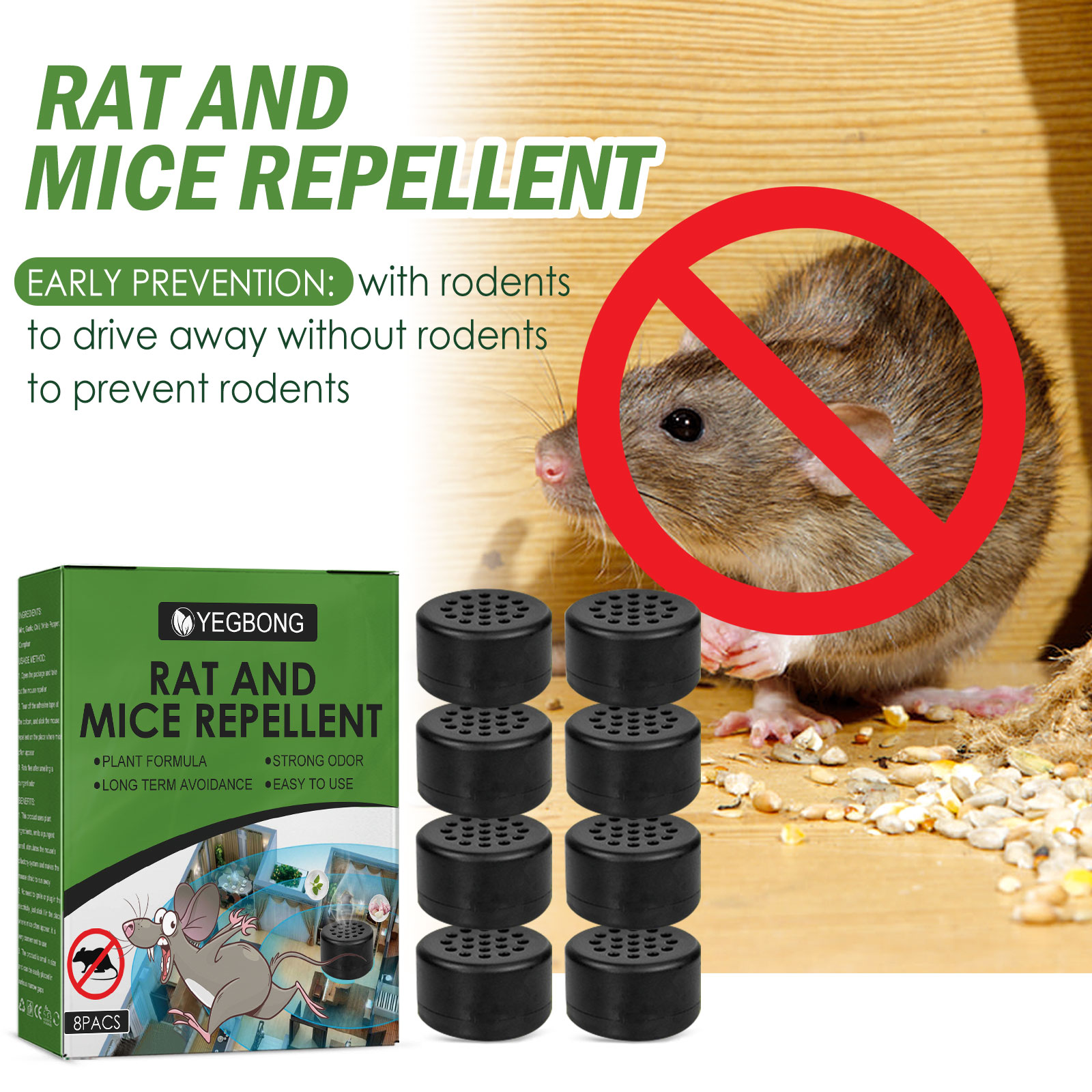 Repellent packaging showing plant formula and odor claims
