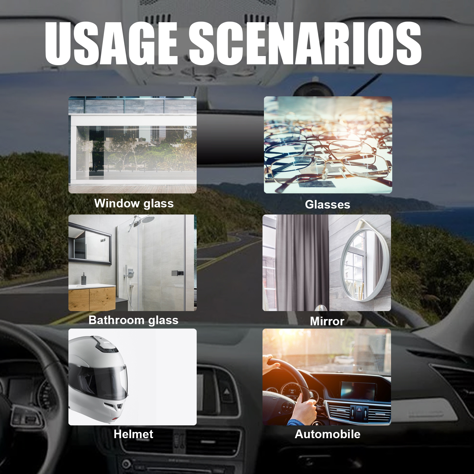 Vehicle and household glass cleaning surface examples