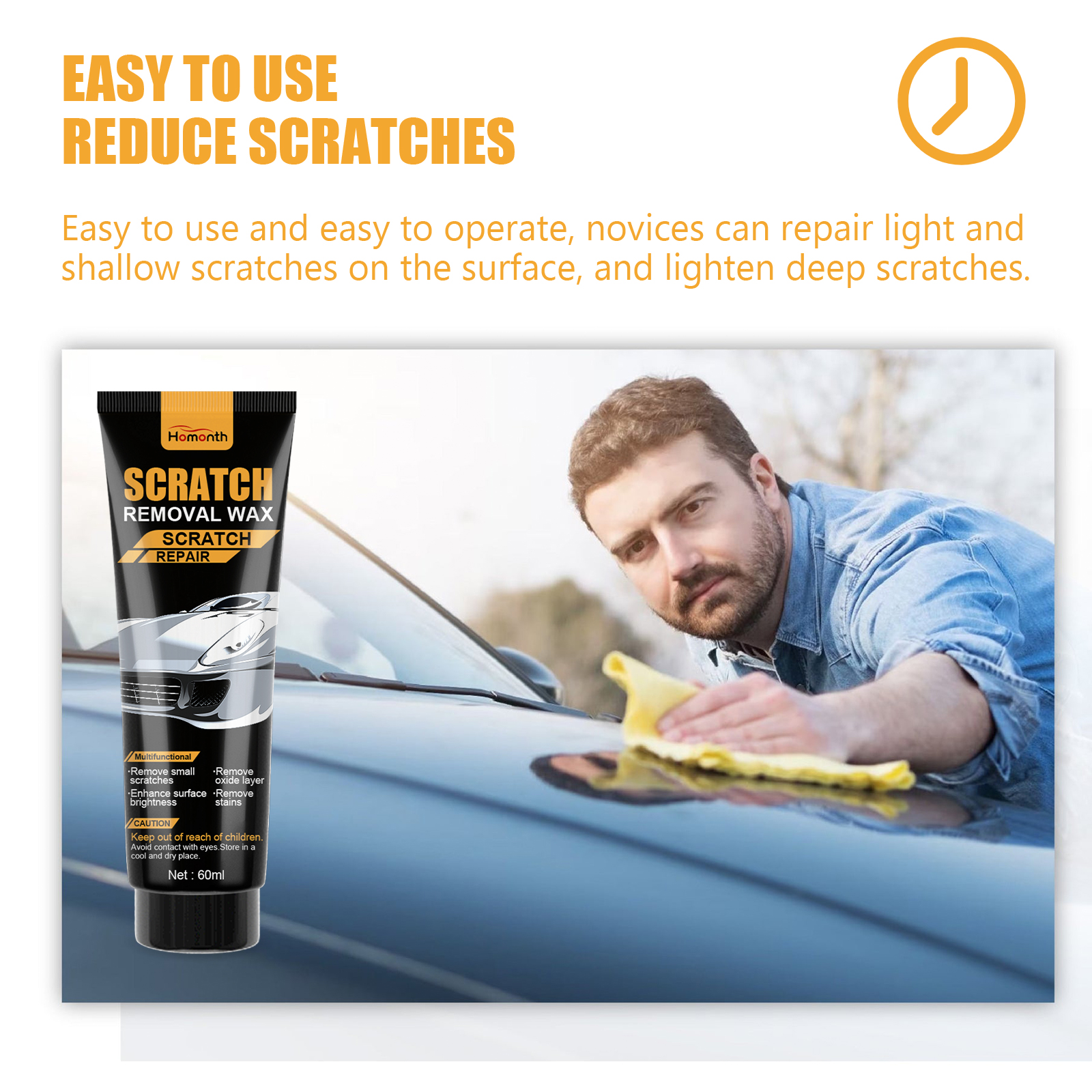 Glossy dark car panel with smoother reflective surface after polishing