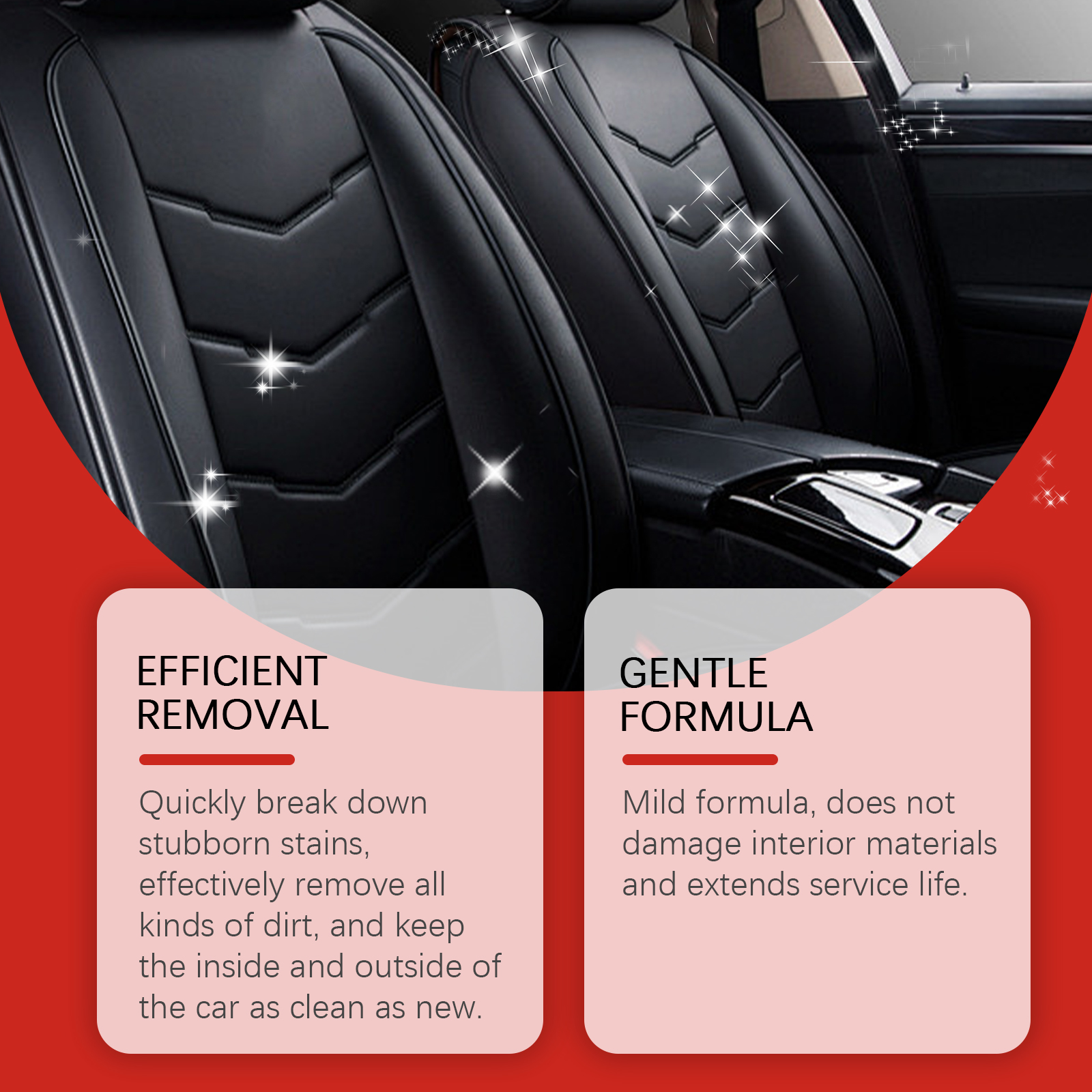 Clean vehicle seats illustrating stain-focused cleaning