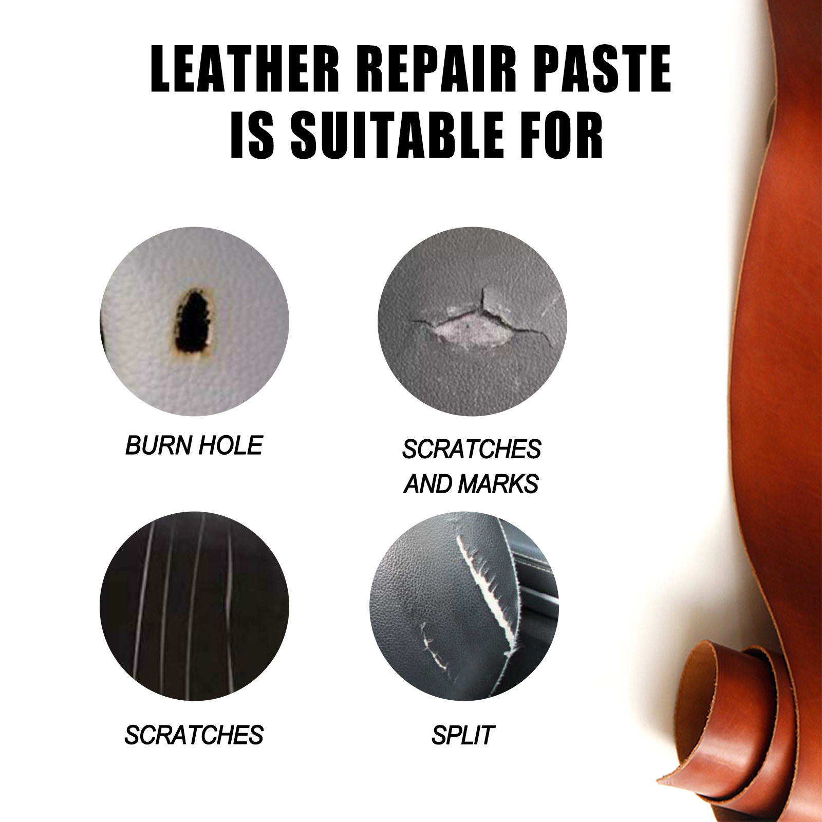 Cream filler prepared for leather surface repair