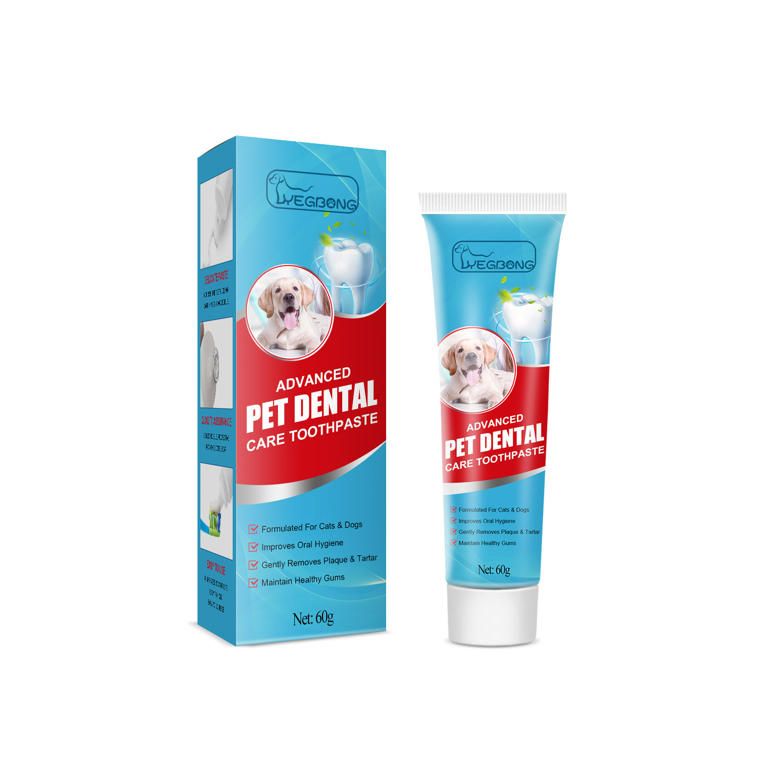 Pet toothpaste tube with white screw cap