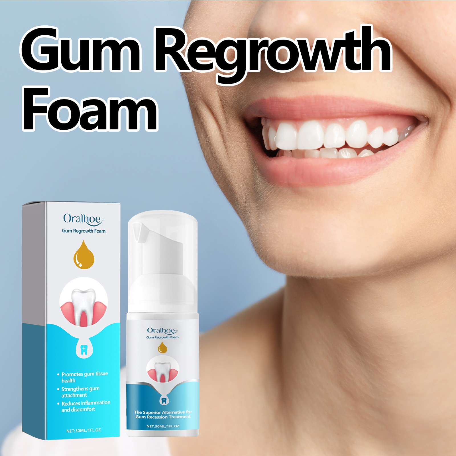 Smiling adult showing fresh-looking oral care results