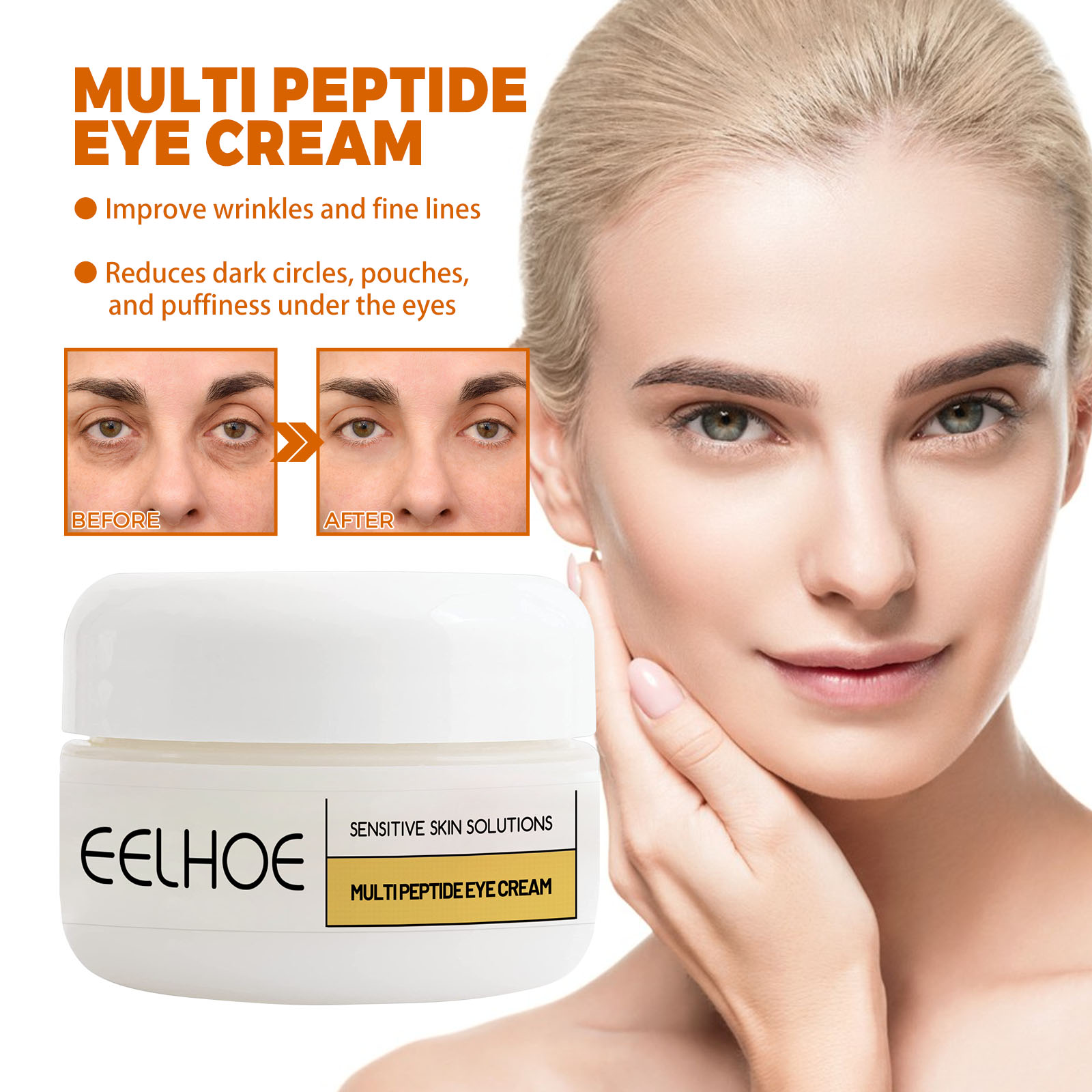 EELHOE Honey Peptide Eye Cream, Repairs Firms Moisturizes Br