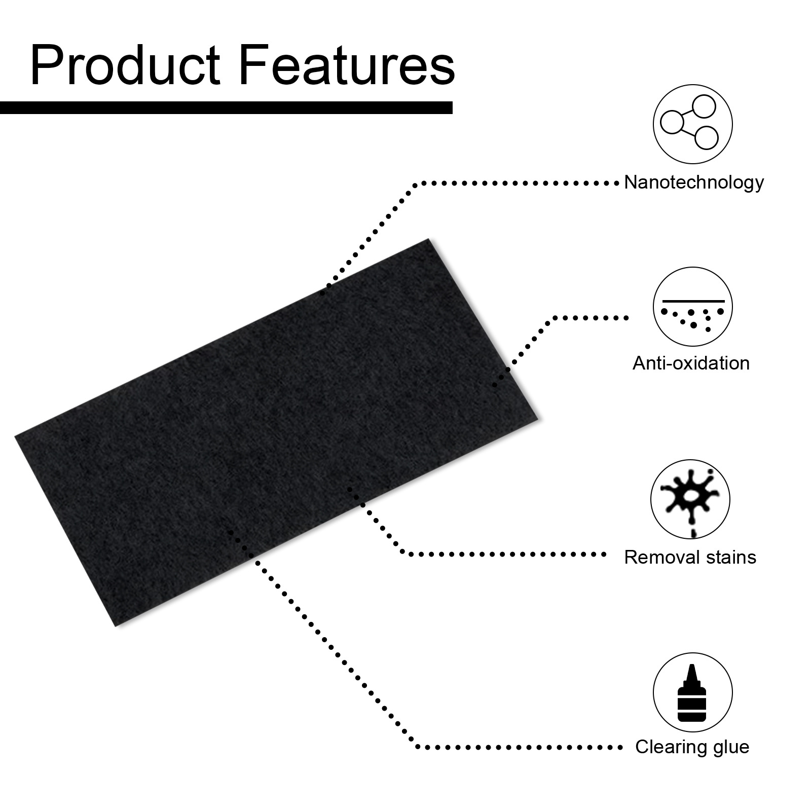 Black automotive cloth with nano cleaning feature graphic