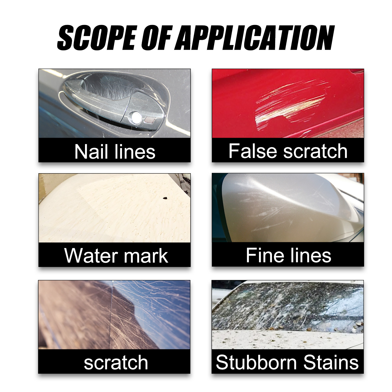Automotive cloth application graphic for common surface marks
