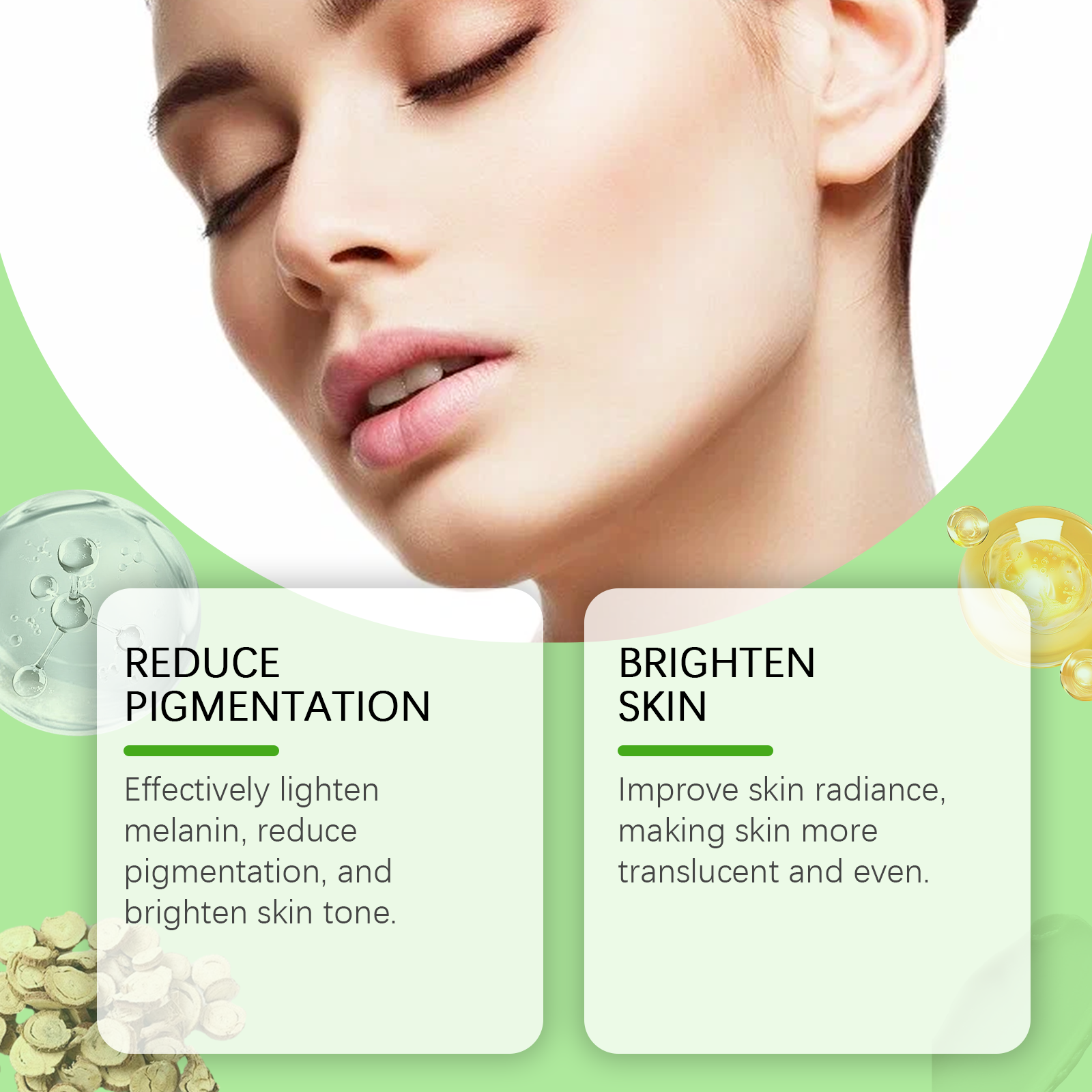 Retinol cream jar with brightening benefit panels