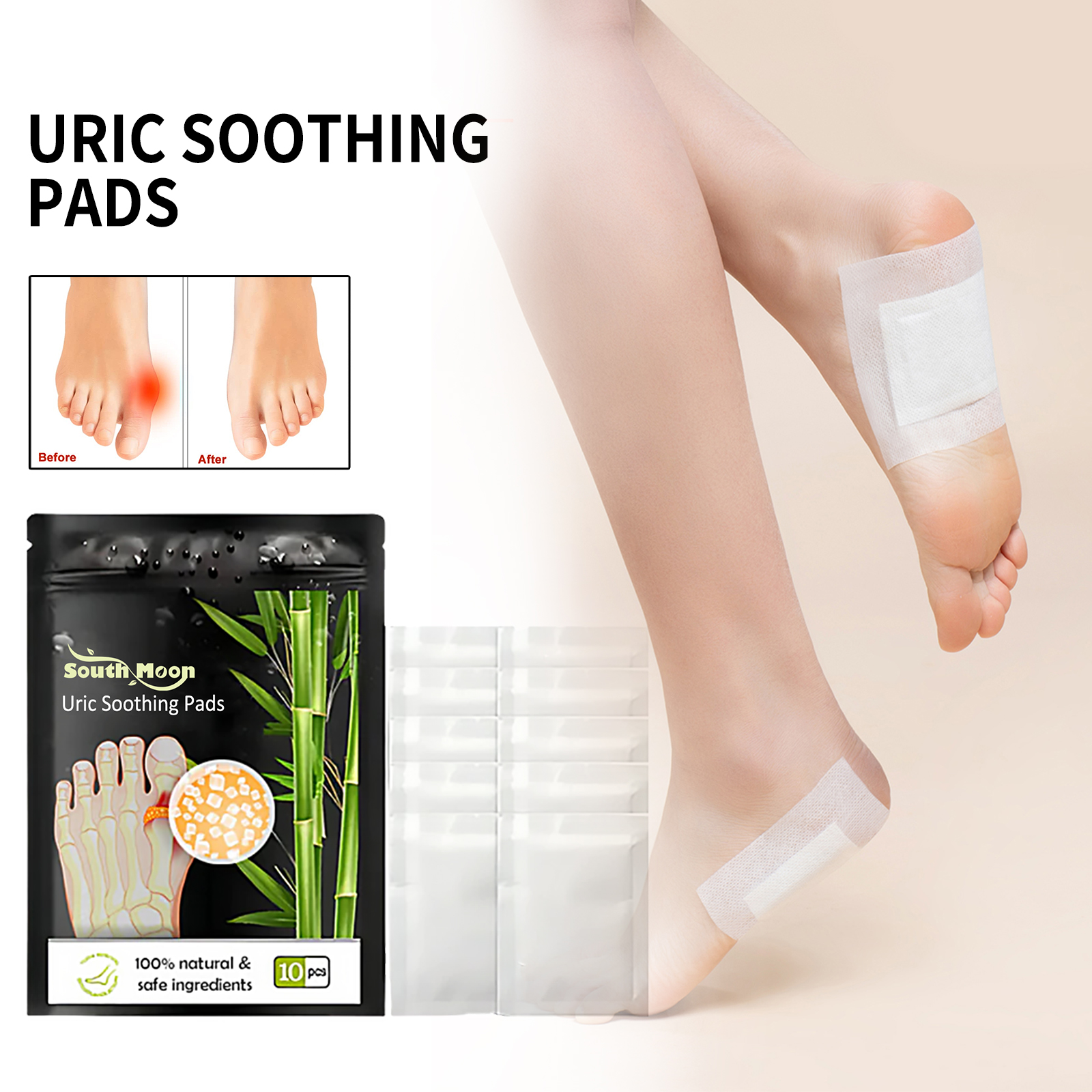 Uric Soothing Pads, Relieve Joint Pain Foot Clean Cold Dispe