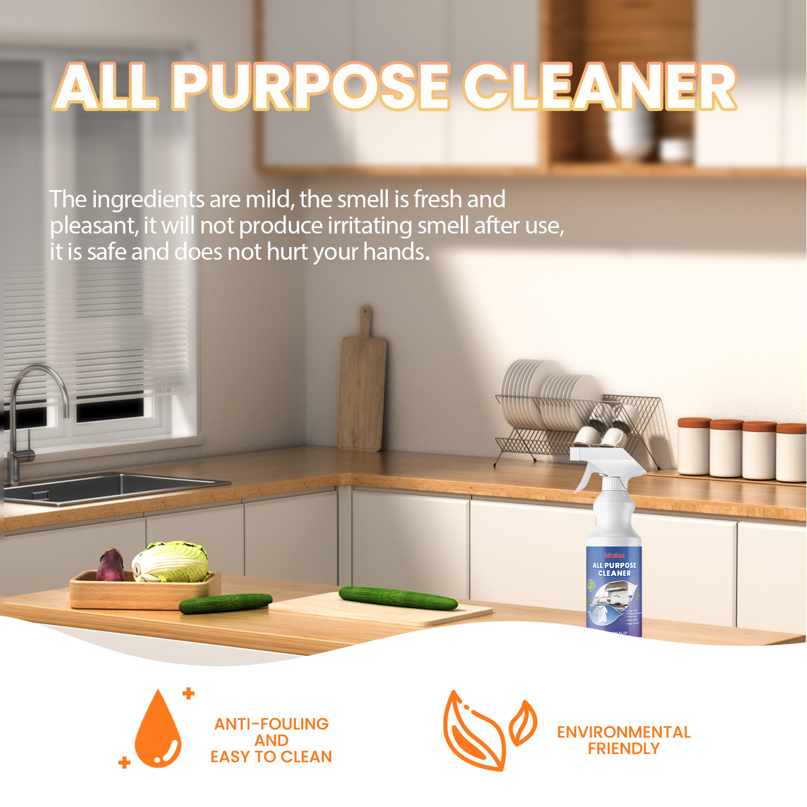 Spray cleaner ready for kitchen surface cleaning