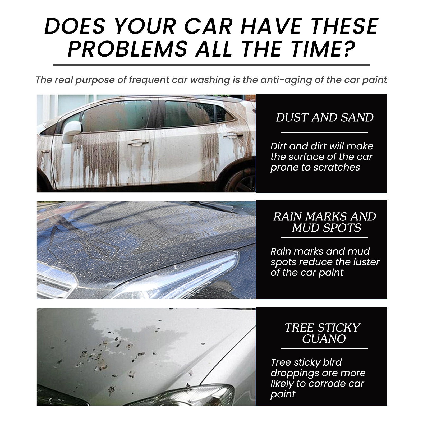Automotive paint exposed to dust rain mud and residue