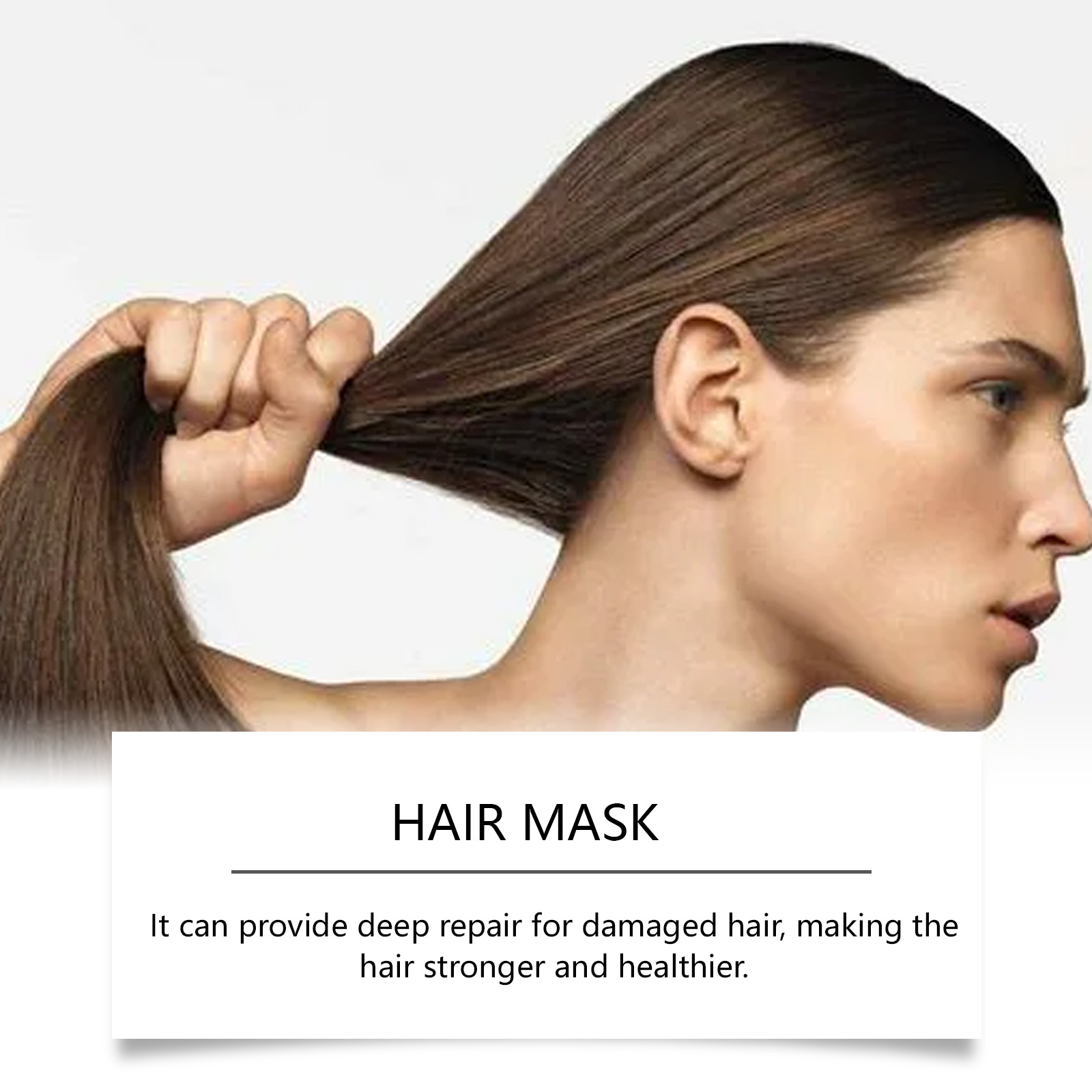 Hair mask packaging with coconut oil nourishing claim