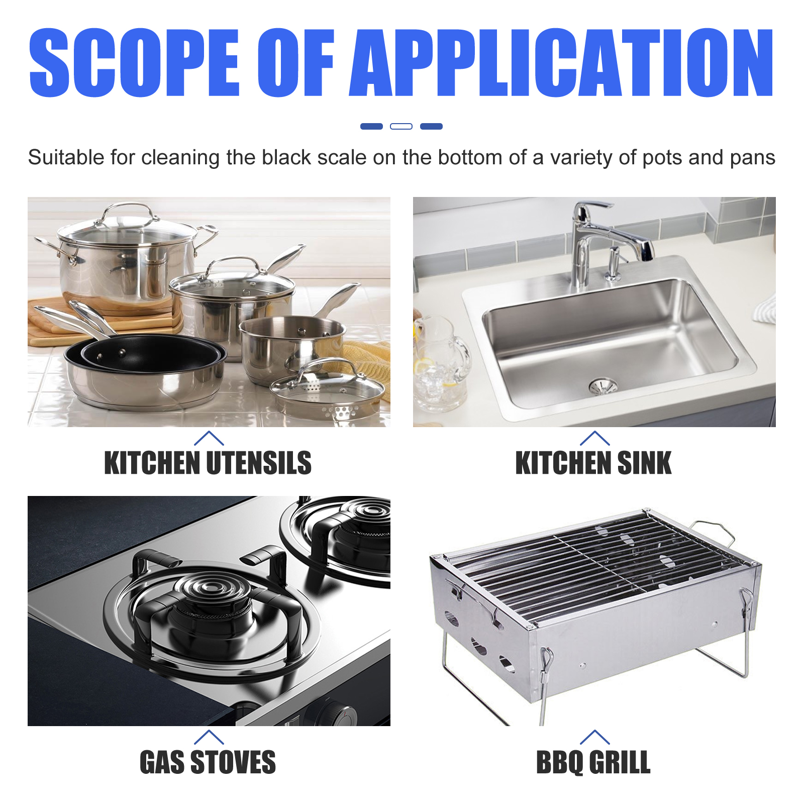Cleaner application areas including sink stove and grill