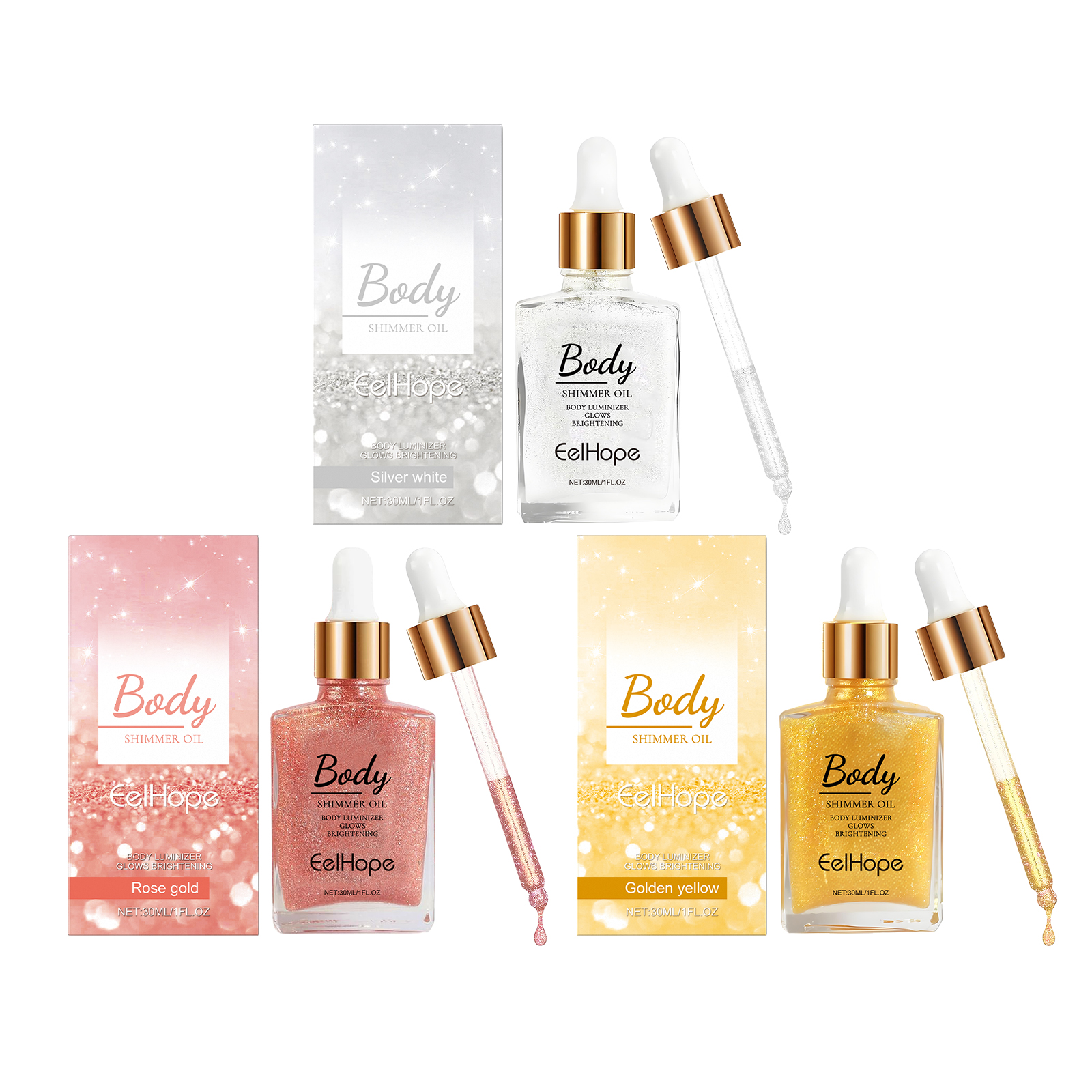 Body Glitter Oil, Facial Body Liquid Highlighter Moisturizer
