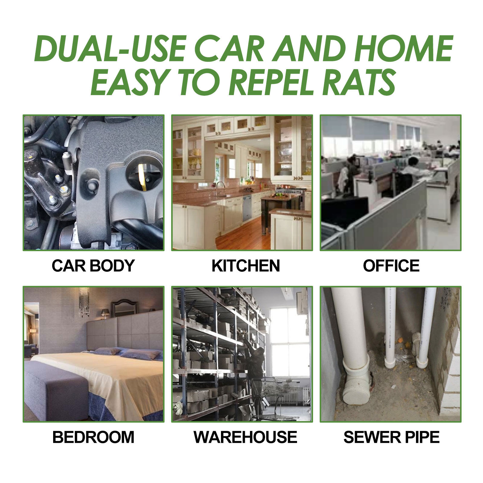 Repellent placement scenes for car home and office