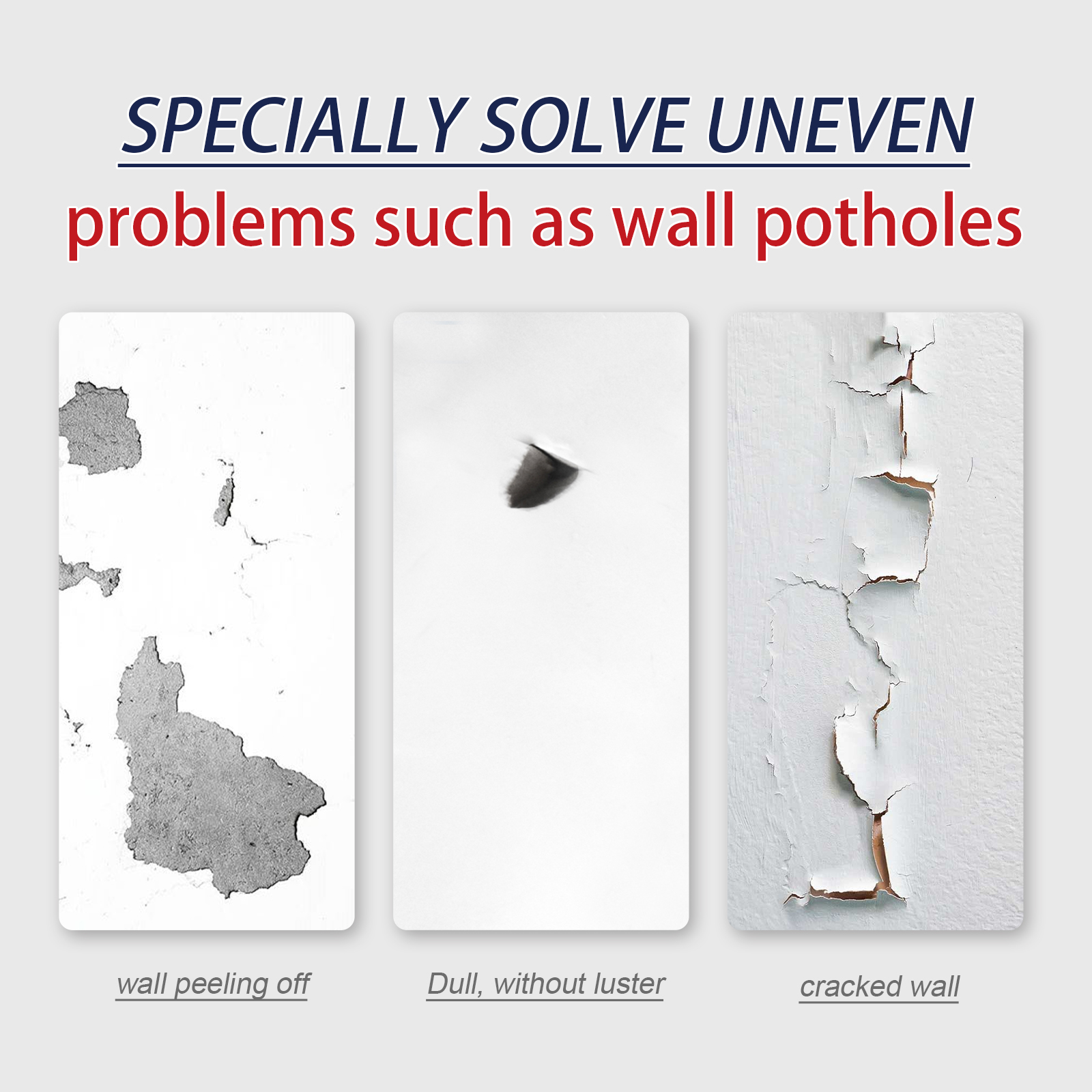 Before and after examples of white wall repair paste
