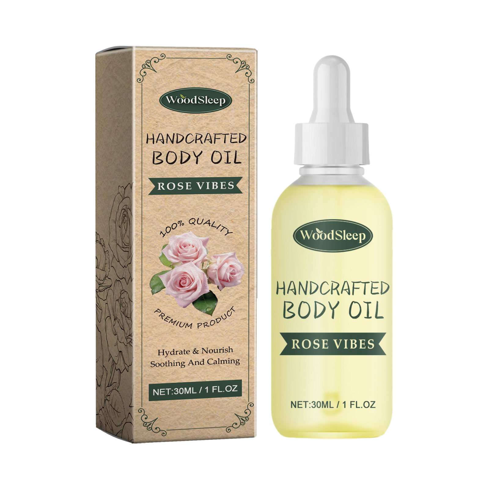 Rose Vibes Handcrafted Body Oil, Deeply Clean Haun White Ten