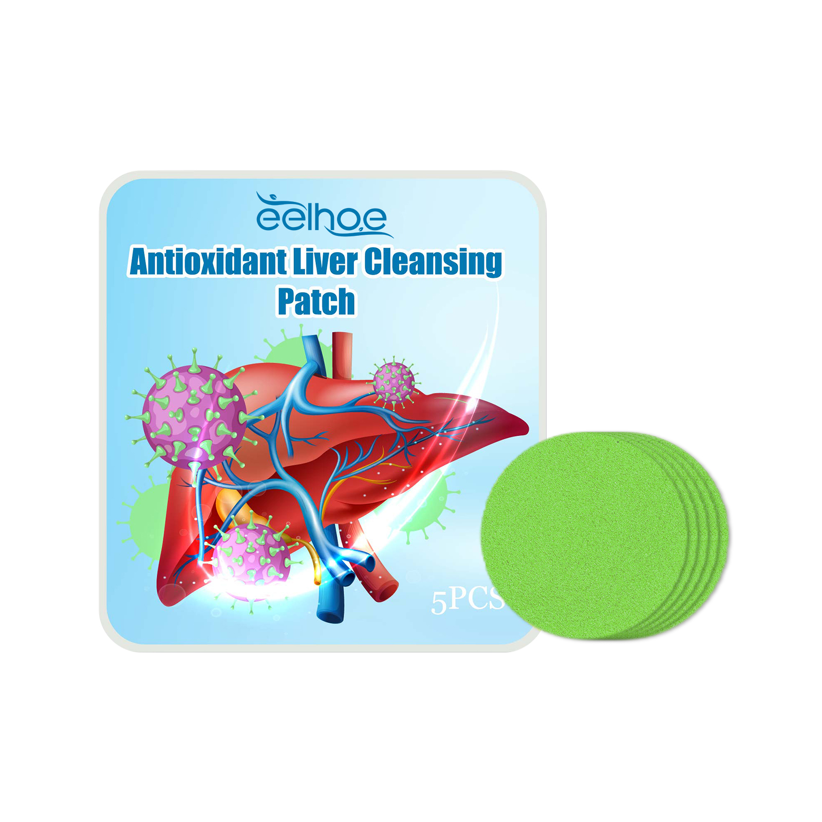 Textured green fabric patch and illustrated packet
