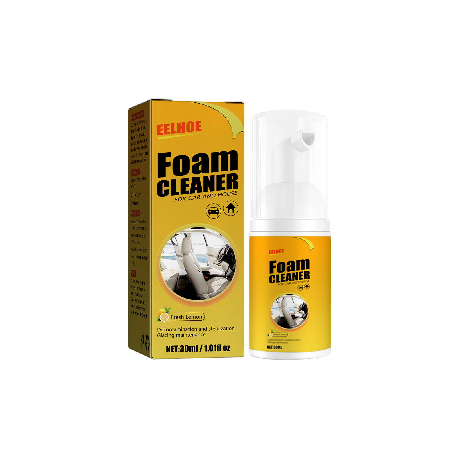Travel-size cleaner bottle with coordinated retail carton