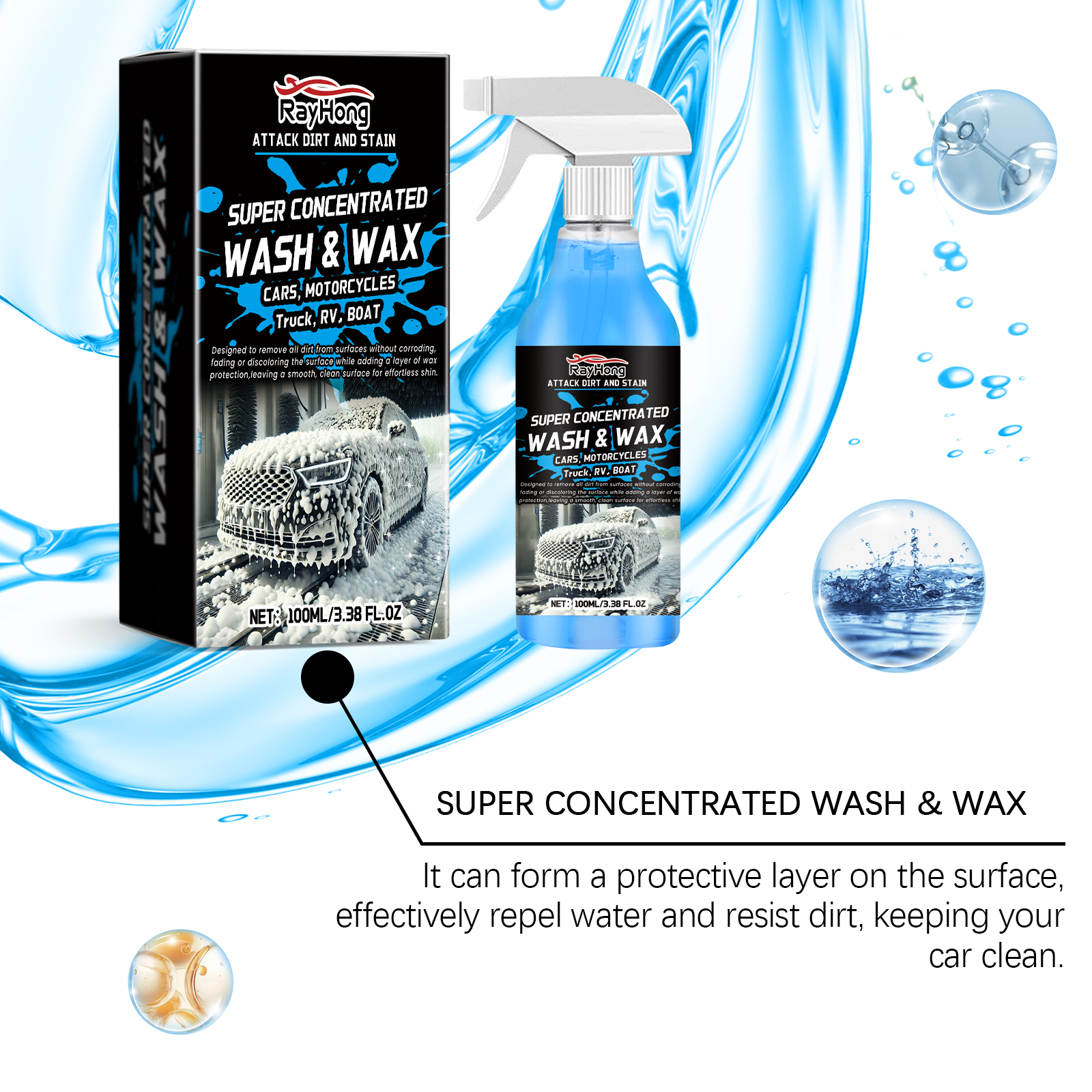 Close product detail with blue liquid and trigger sprayer