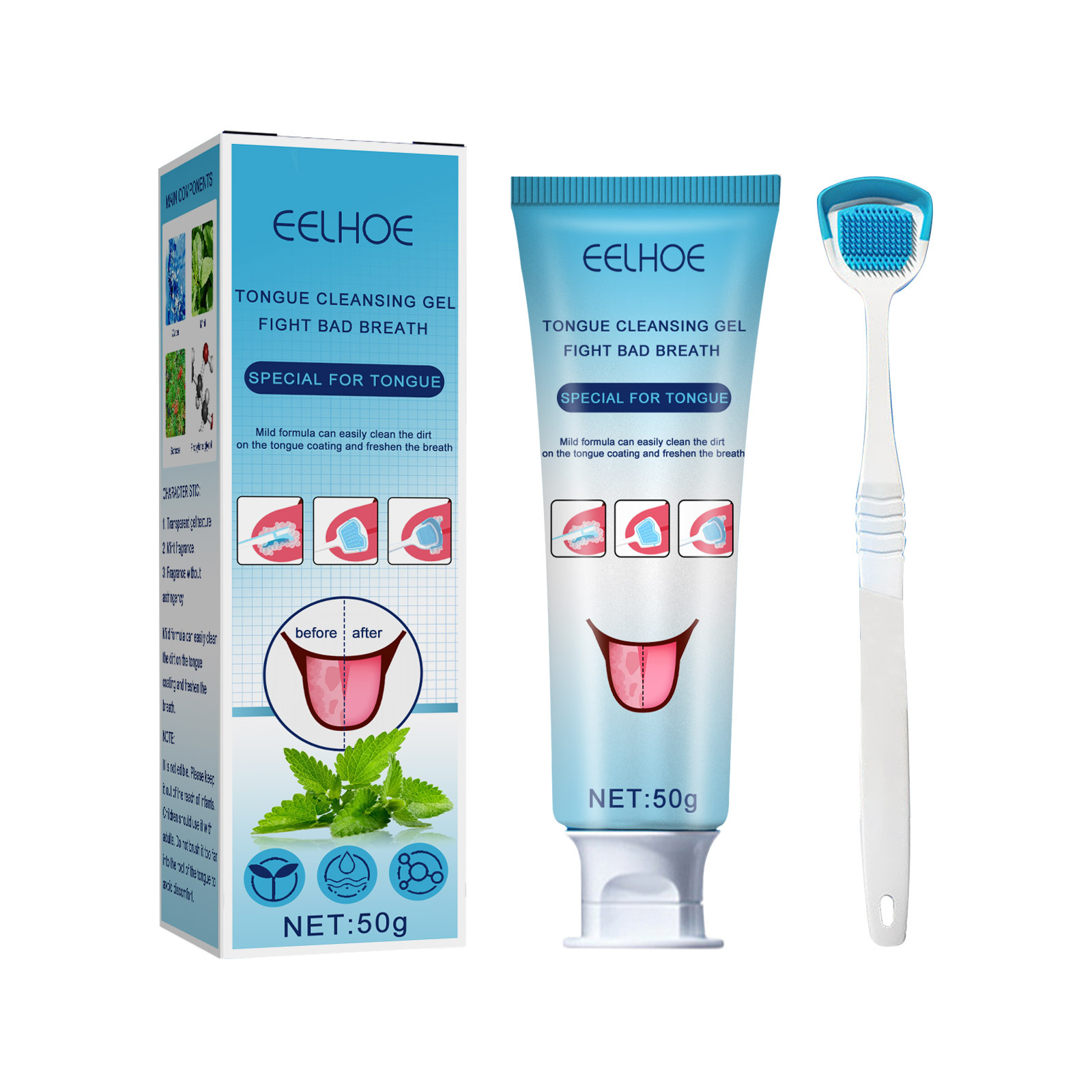 Coordinated gel tube brush and retail box set