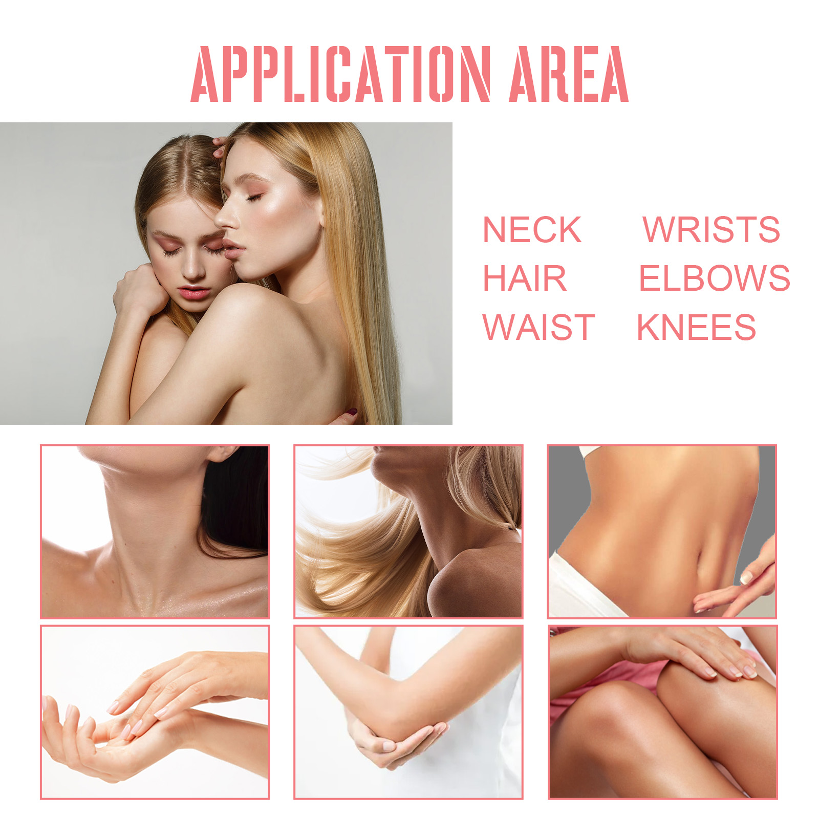 Fragrance application areas on neck hair wrists and knees