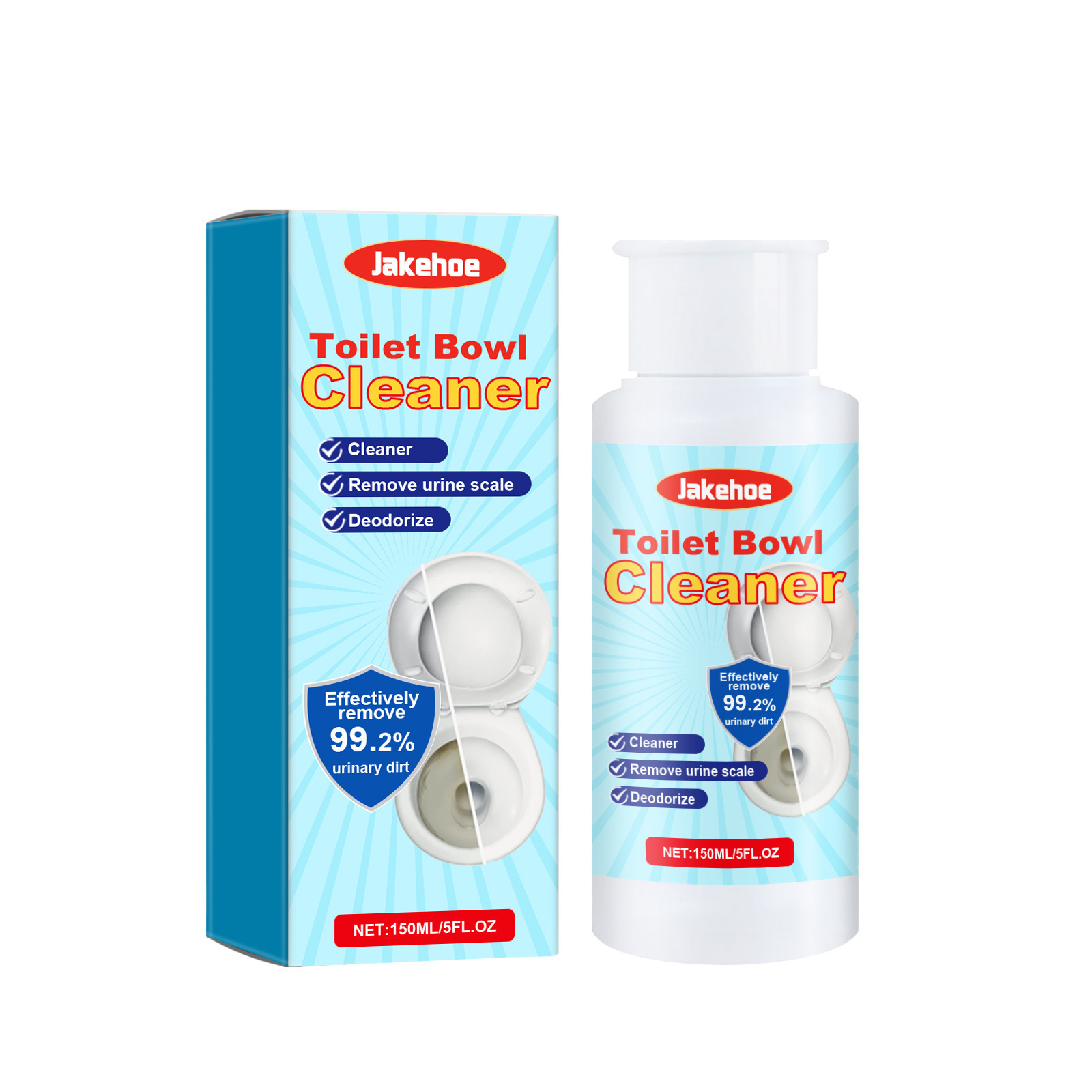 Aqua toilet cleaner bottle and carton packaging