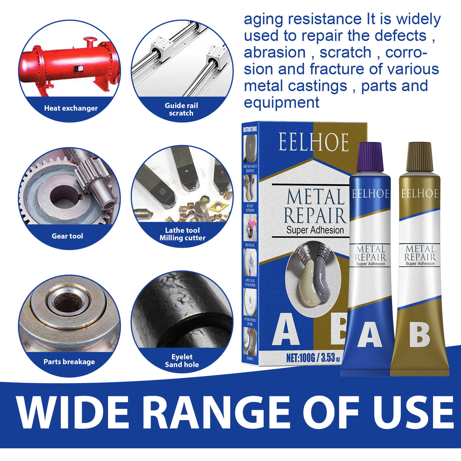 Metal repair adhesive applicator and prepared repair surface