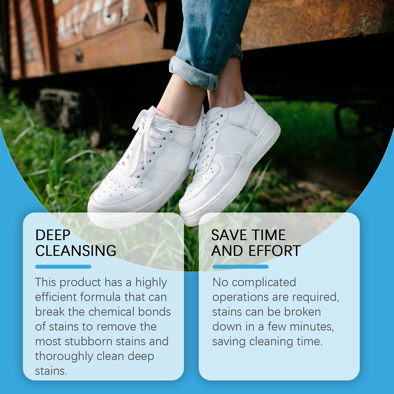 Foam cleaner used on bright white sneaker upper