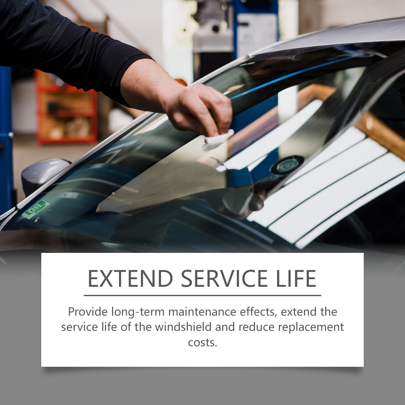 Hand applying adhesive to vehicle windshield