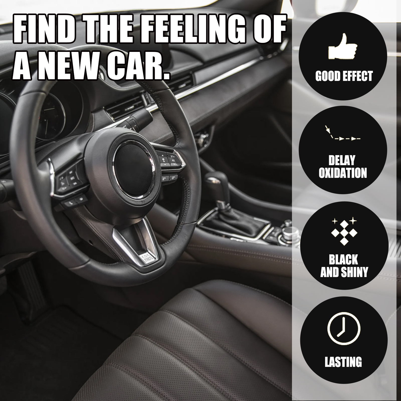 Dark glossy automotive dashboard and console trim