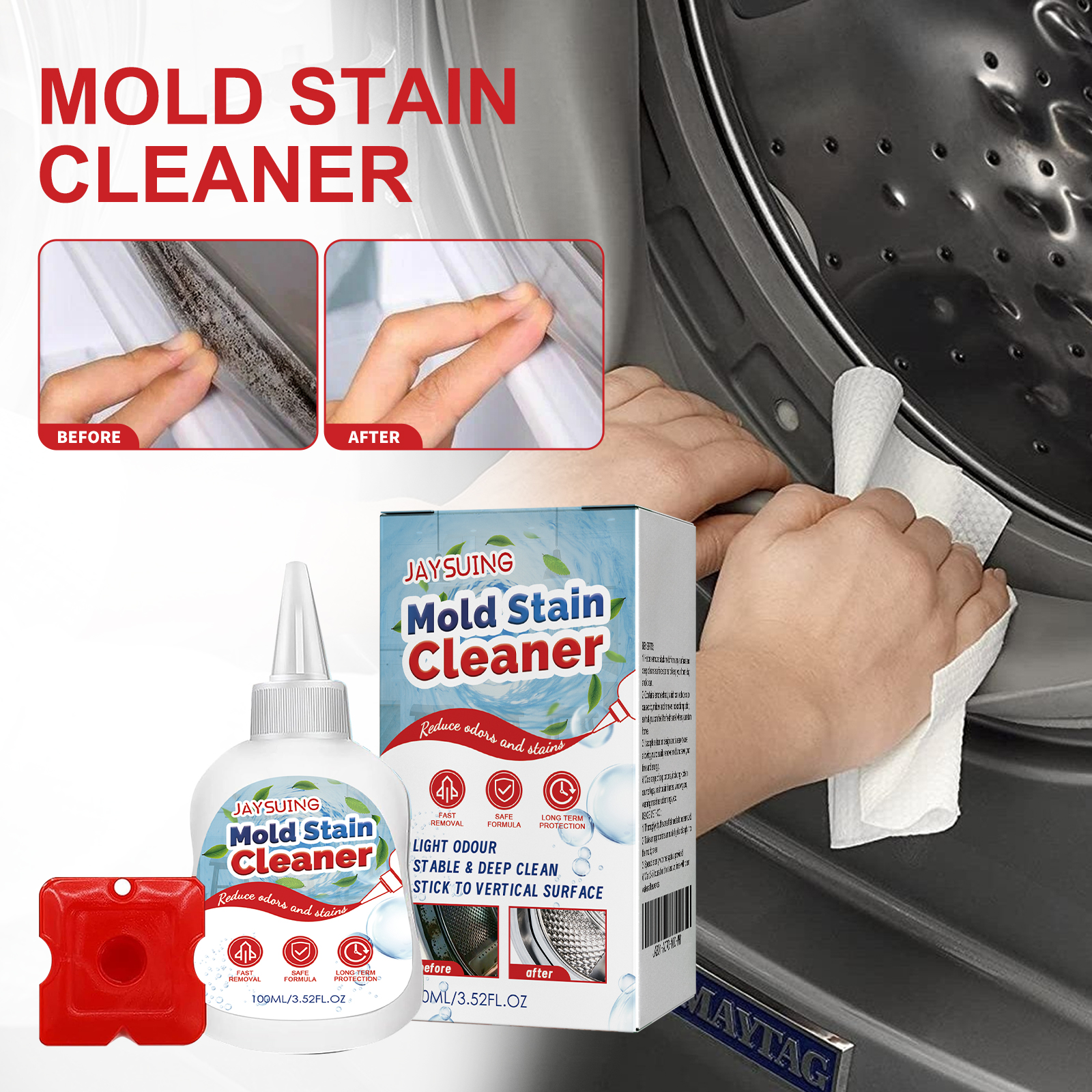 Mildew cleaner used around a washing machine seal