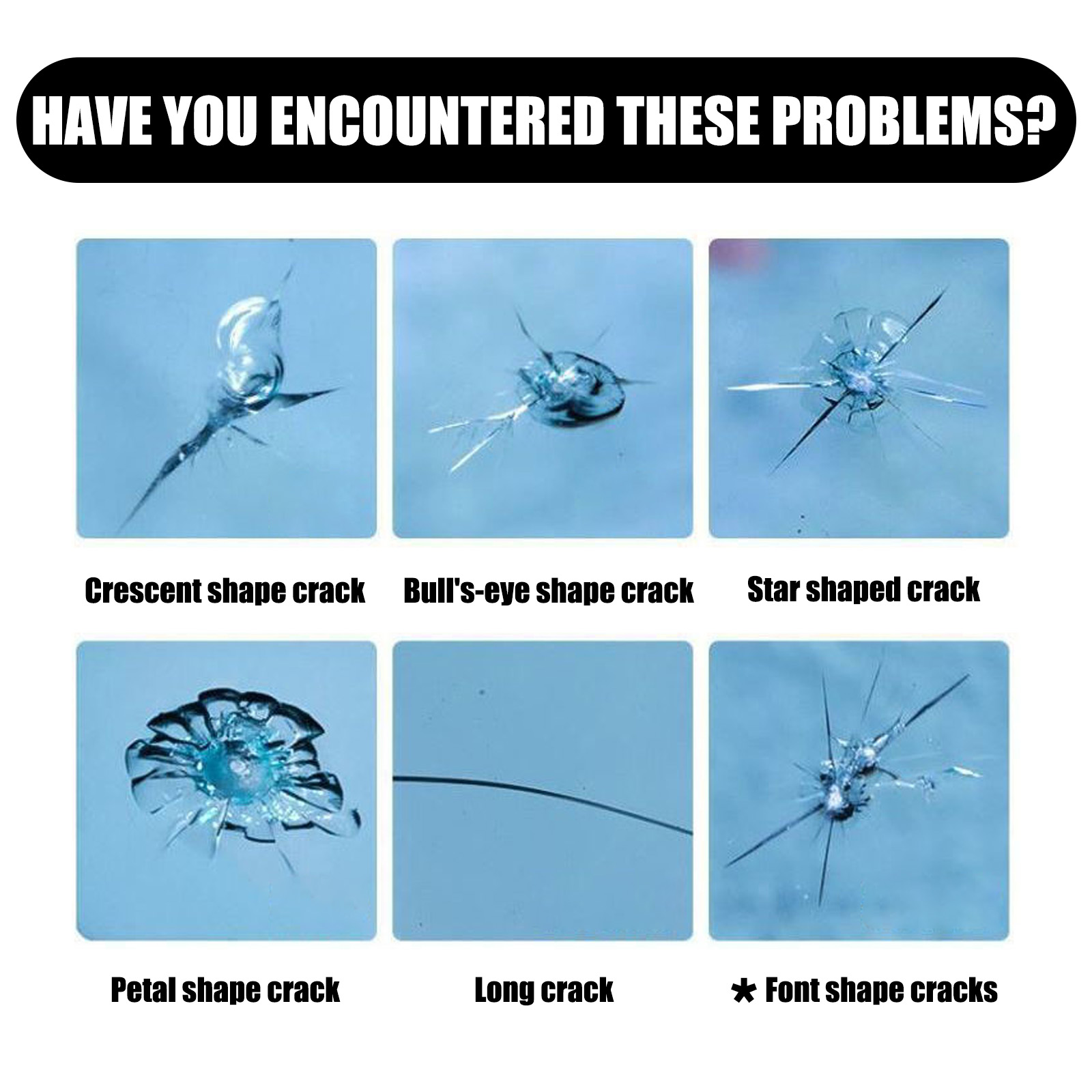 Illustrated windshield chip and crack repair targets