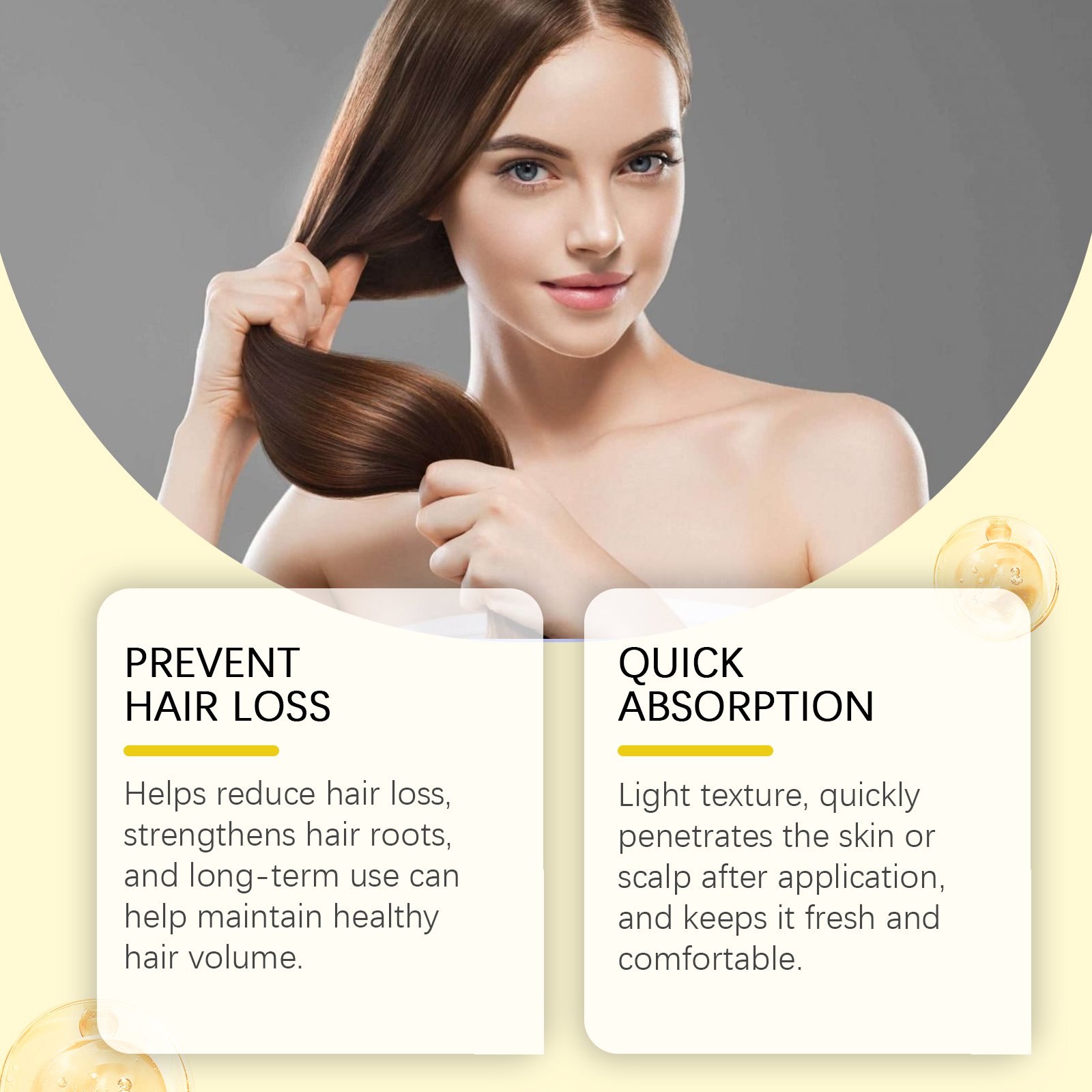 Evening primrose oil with quick absorption hair care claim