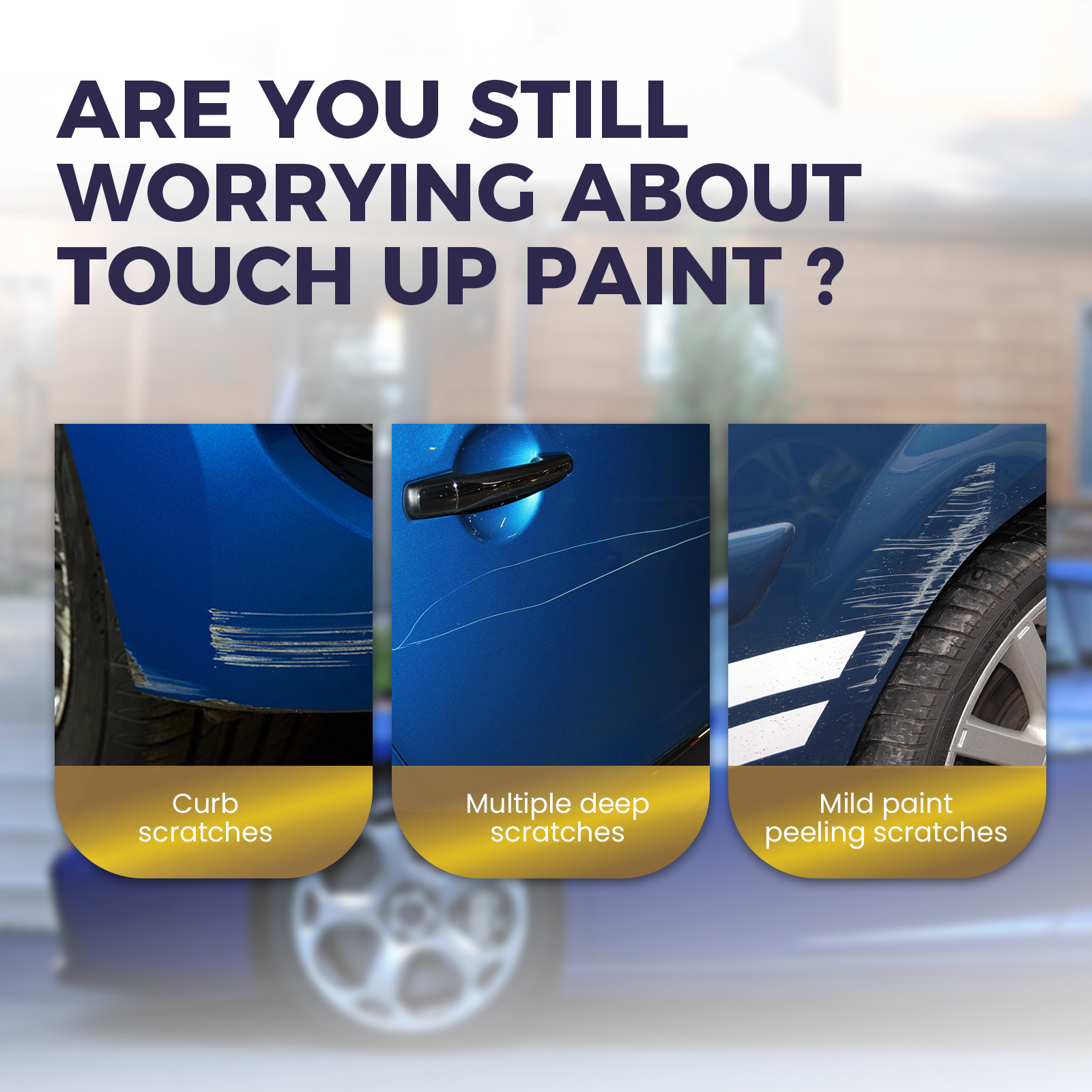 Examples of curb scratches swirls and peeling paint