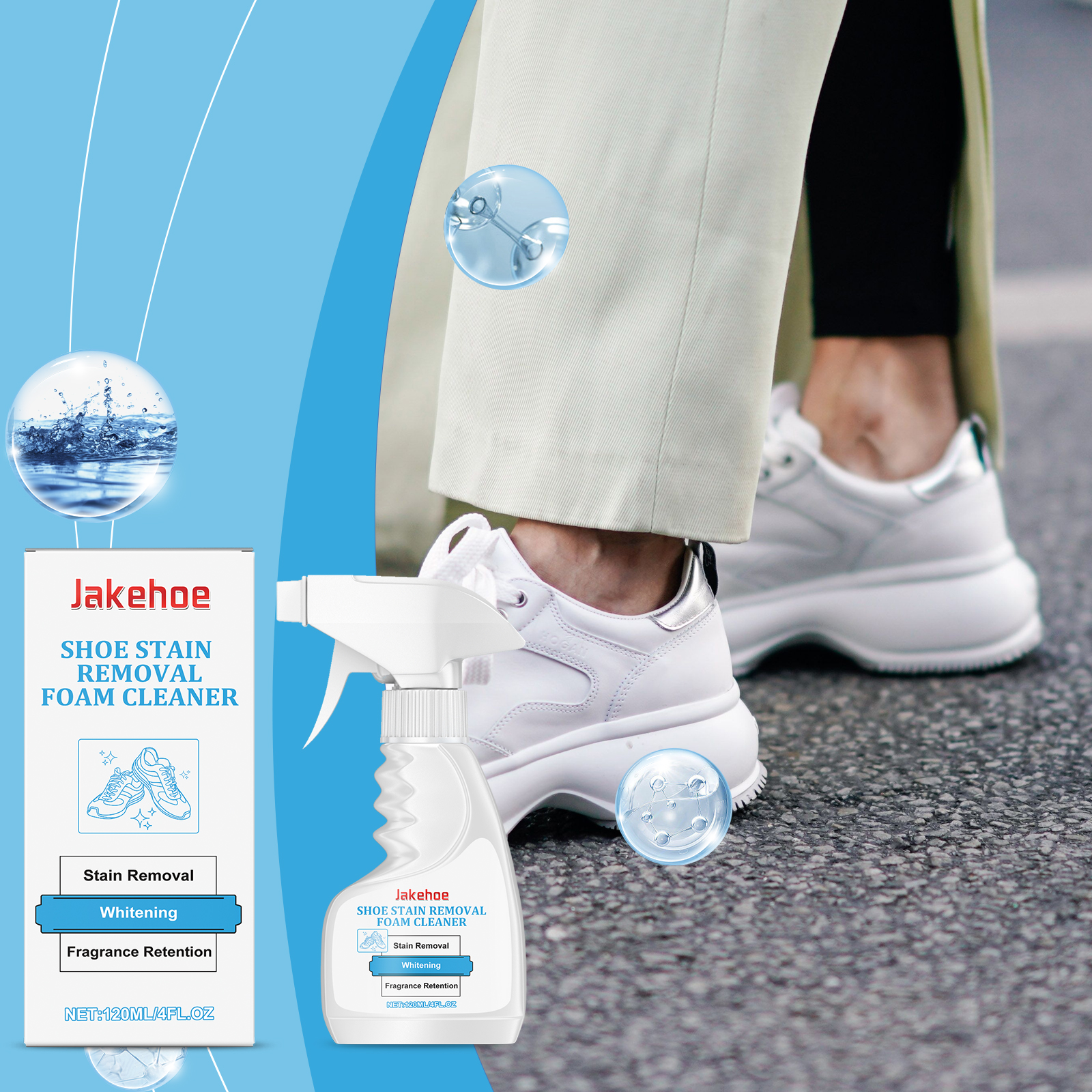 Compact shoe cleaner displayed beside everyday sneakers