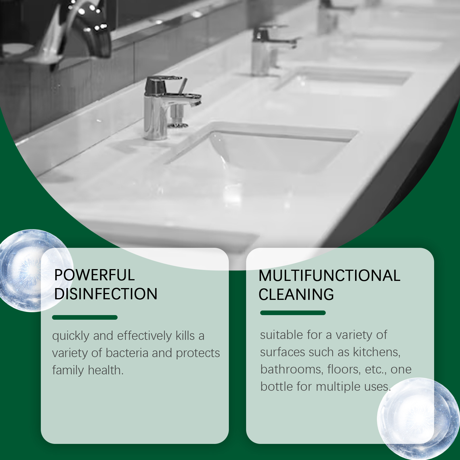 Clean sink showing everyday disinfecting cleaner use