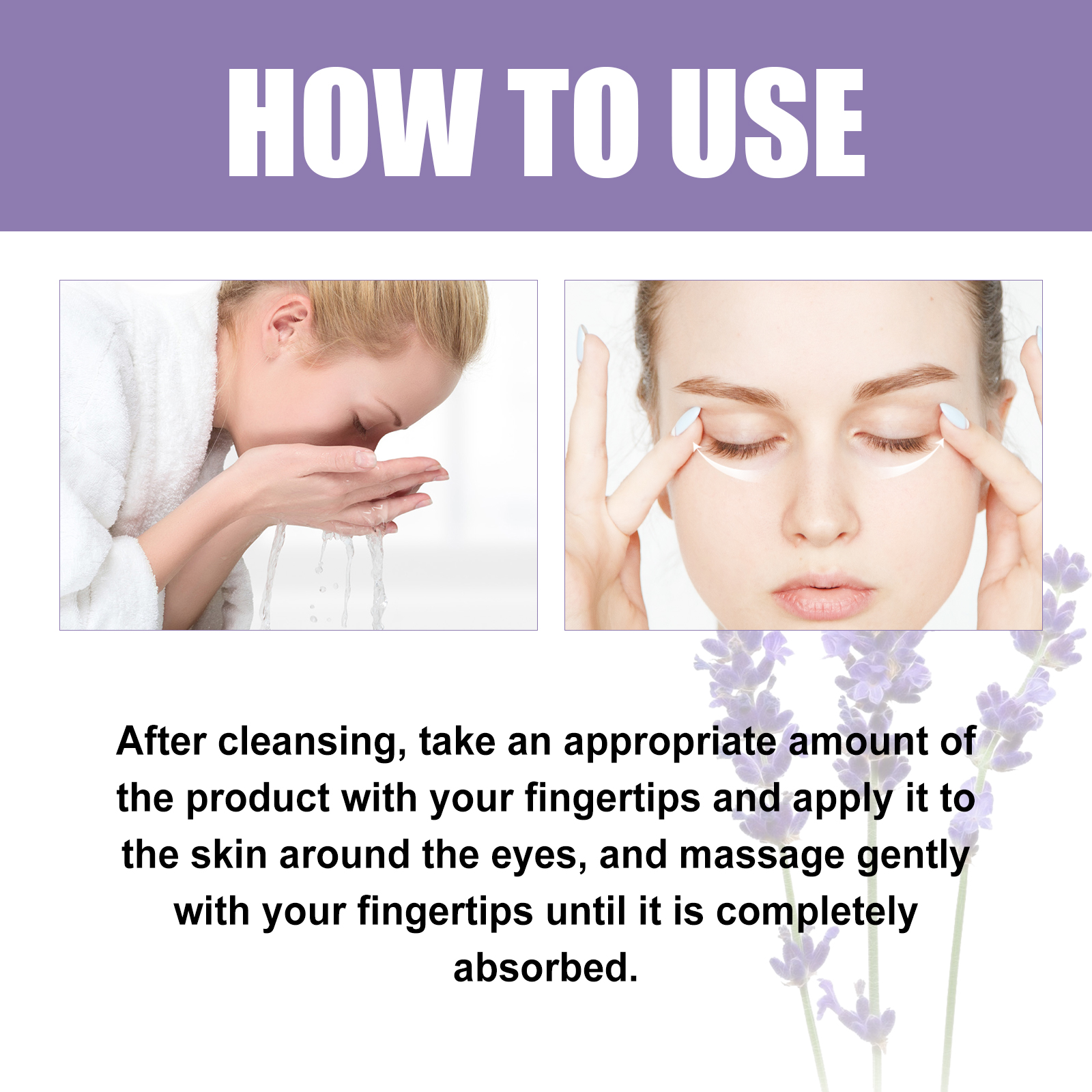 Lavender eye cream bottle with protective outer box